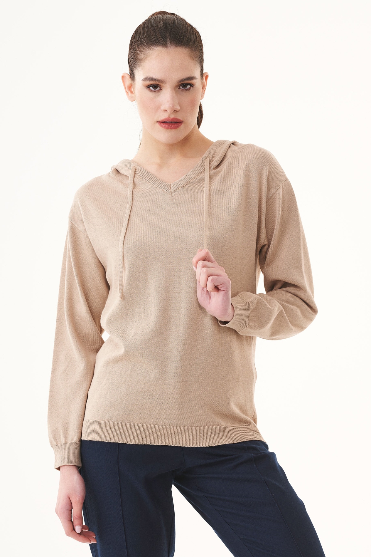 ORGANICATION Damen vegan Hoodie Feinstrick Abby Stone Beige