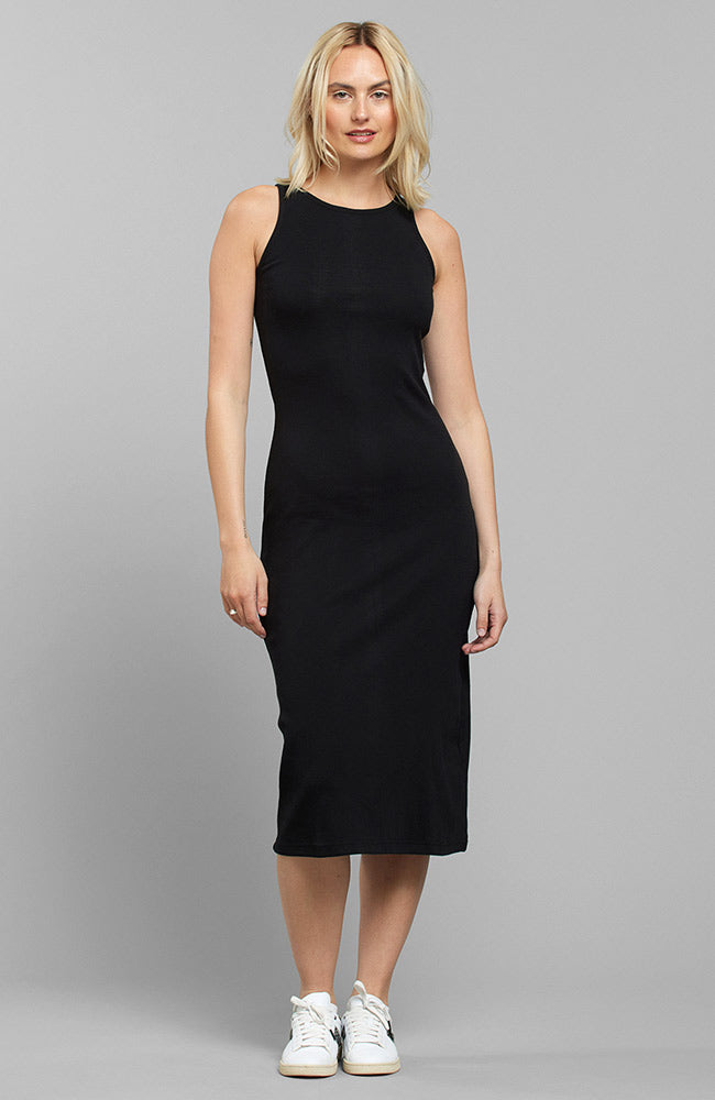 DEDICATED Damen vegan Kleid Motala Rib Schwarz