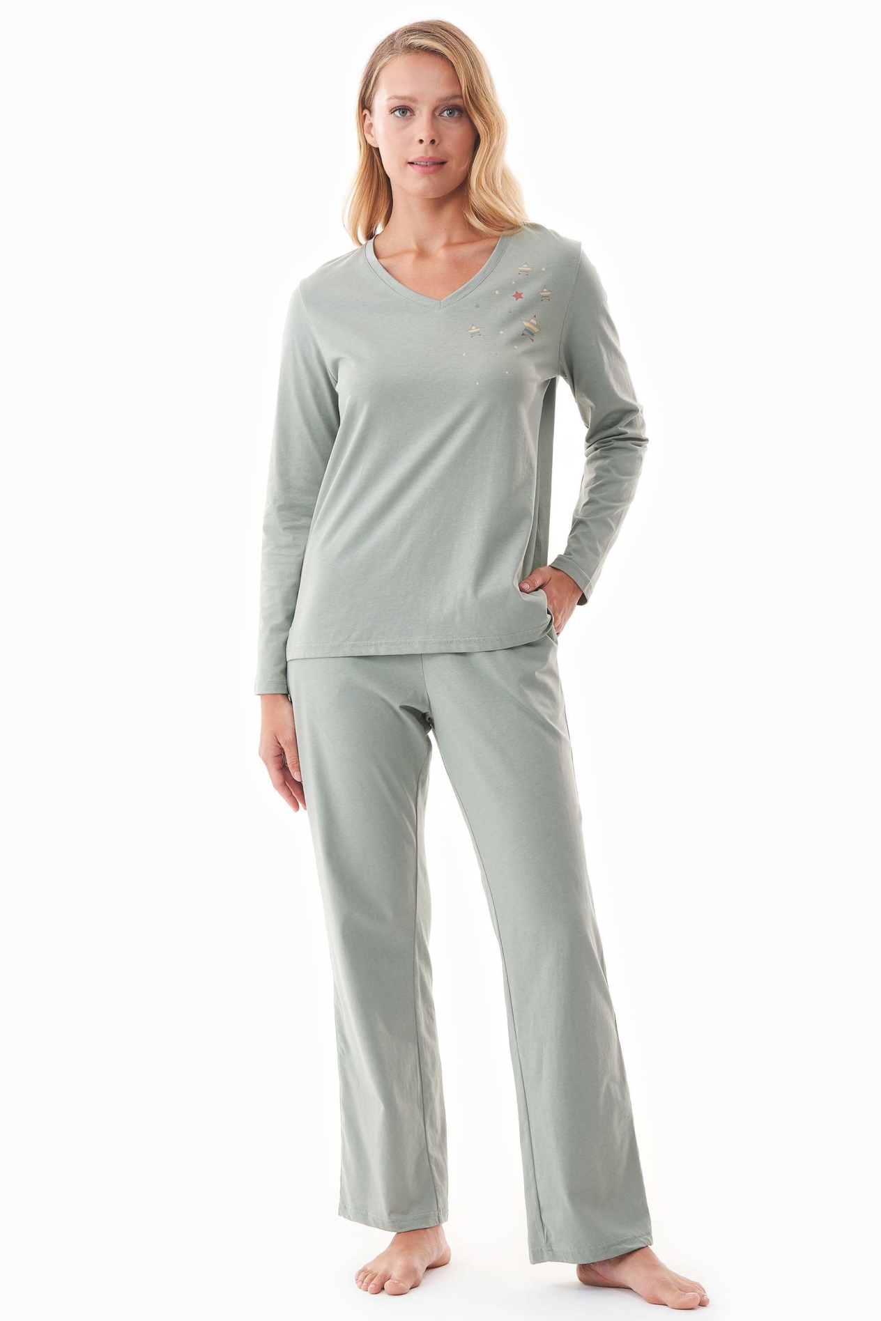 71758 - Damen vegan Pyjama Set Tieerra SalbeigrÃ¼n