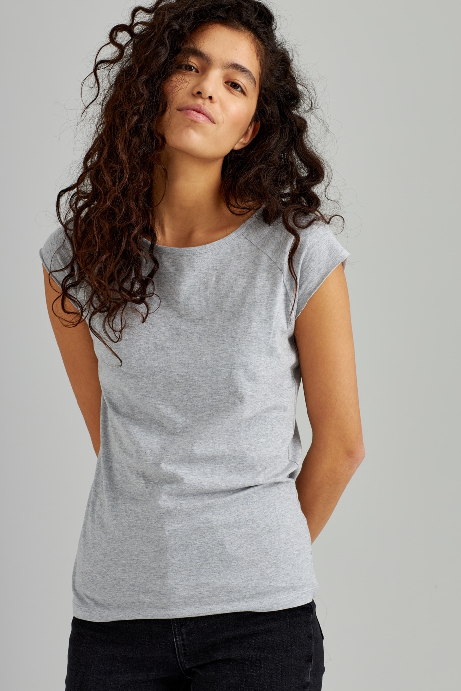 ThokkThokk womens vegan T-Shirt Tt01 Cap Sleeve Grey Melange