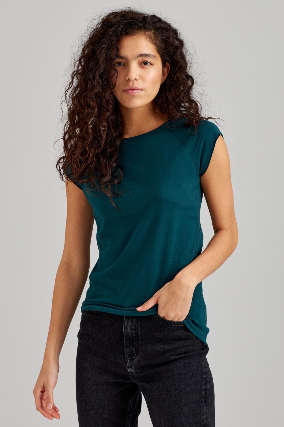 ThokkThokk womens vegan T-Shirt Cap Sleeve Deep Teal