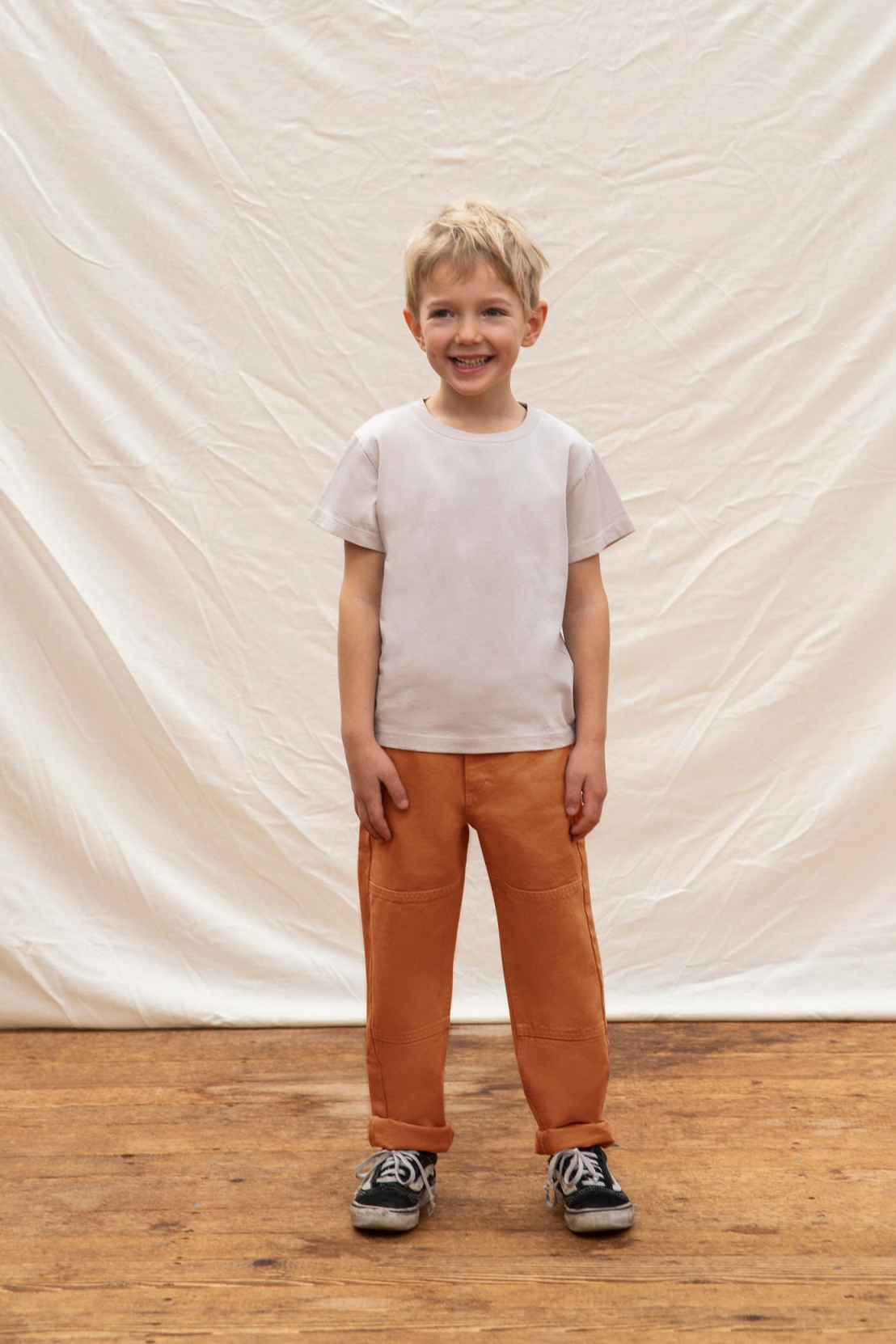 Image of MATONA unisex vegan Broek Denim Koper Oranje