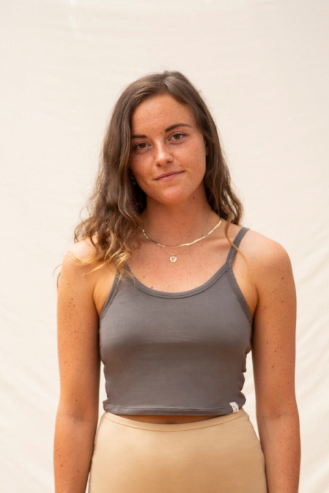 MATONA womens vegan Crop Top Basic Graphite Grey