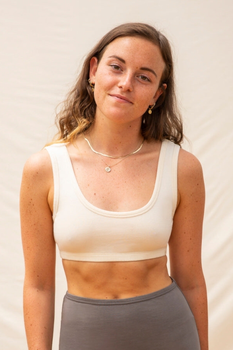 MATONA womens vegan Bra Basic Ecru White