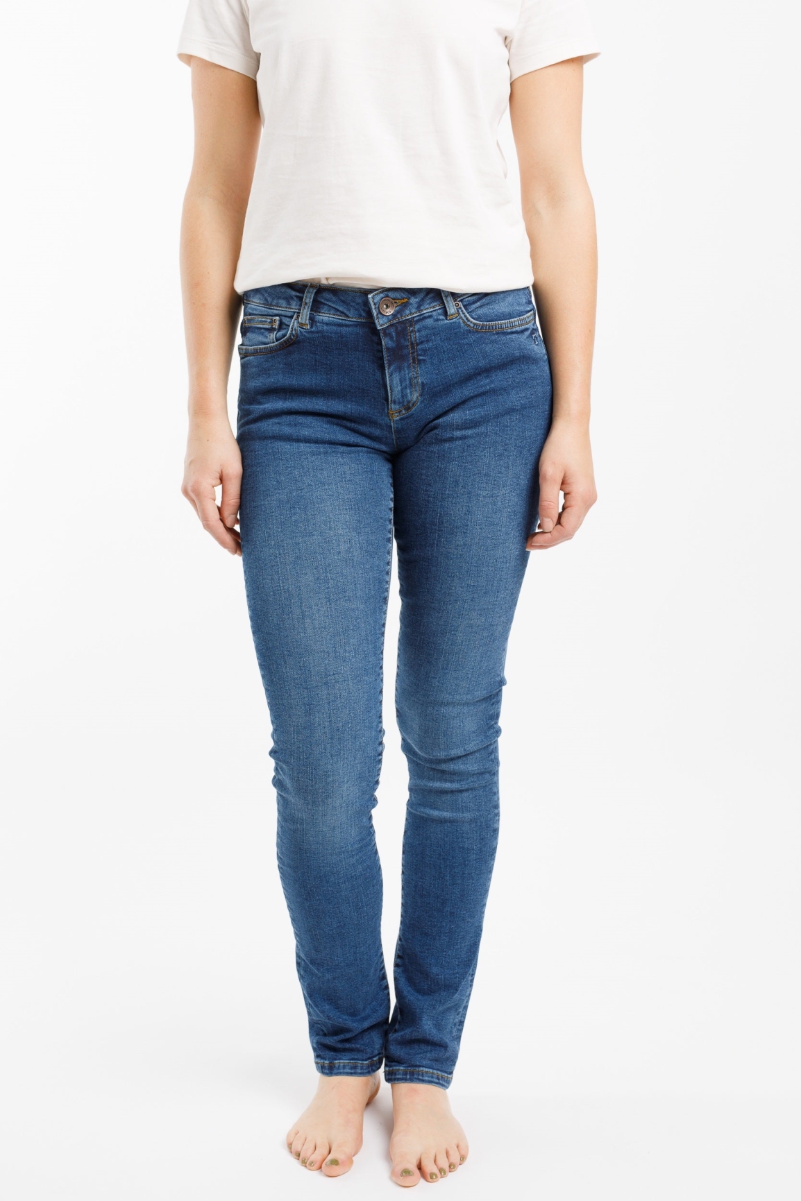 TORLAND Damen vegan Slim Jeans Regular Teresa Mid Indigo Blau
