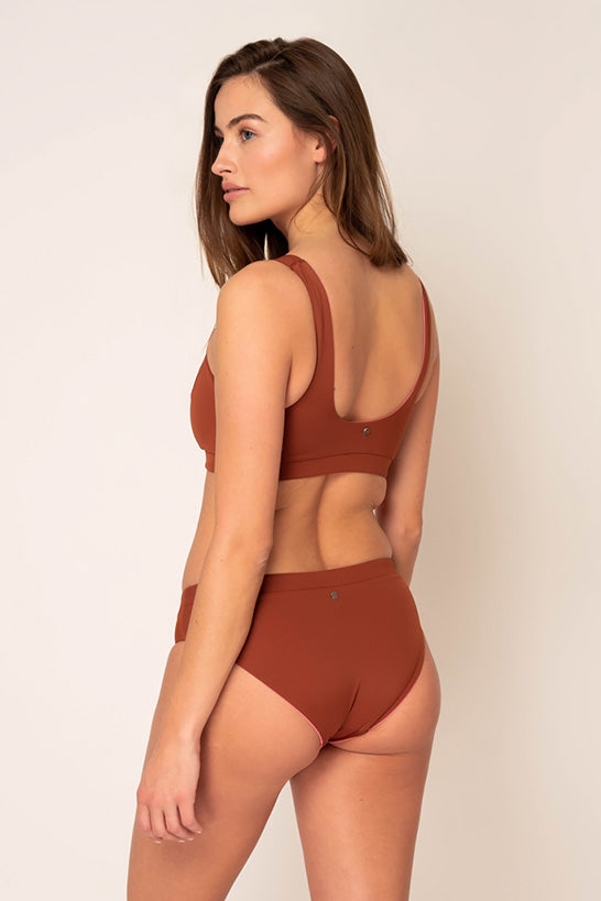 72700 - Damen vegan Bikiniunterteil Amal Hipster Reversible Spice Braun   Pink