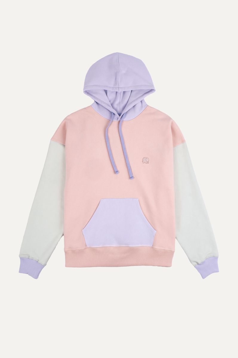 Image of Trendsplant dames vegan Hoodie Oversized Color Block Roze, Paars En Groen