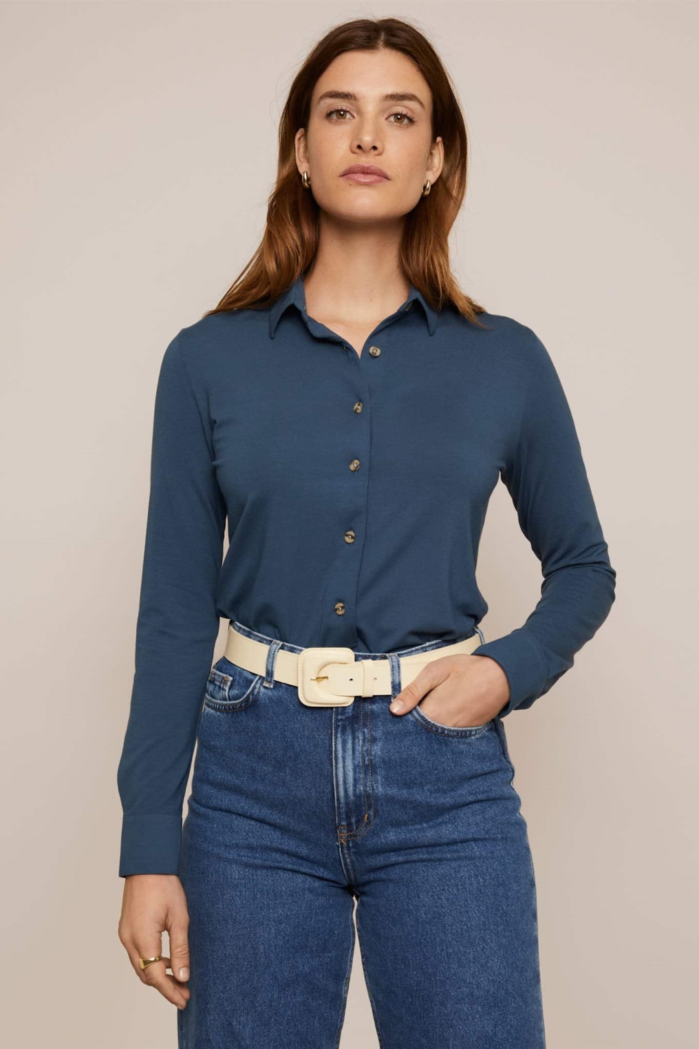 Image of Arber Studio dames vegan Cedar Blouse Blue