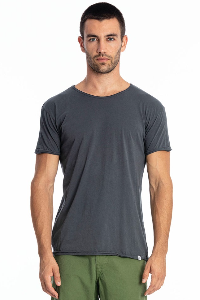 Image of RAVENS VIEW IBIZA mannen vegan T-Shirt Ronde Wilde Hals Lavablauw
