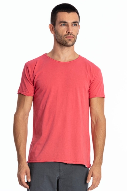 Image of RAVENS VIEW IBIZA mannen vegan T-Shirt Ronde Wilde Hals Flamingo Roze