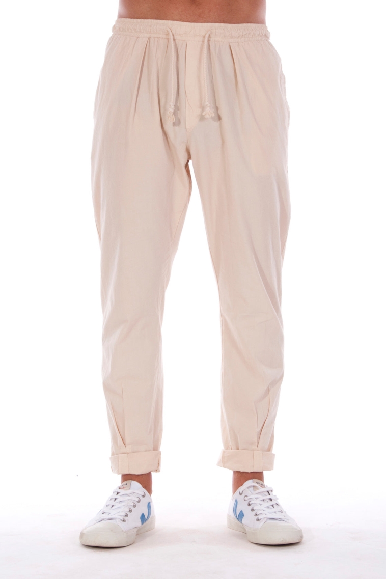 Image of RAVENS VIEW IBIZA mannen vegan Broek Milano Zandbeige
