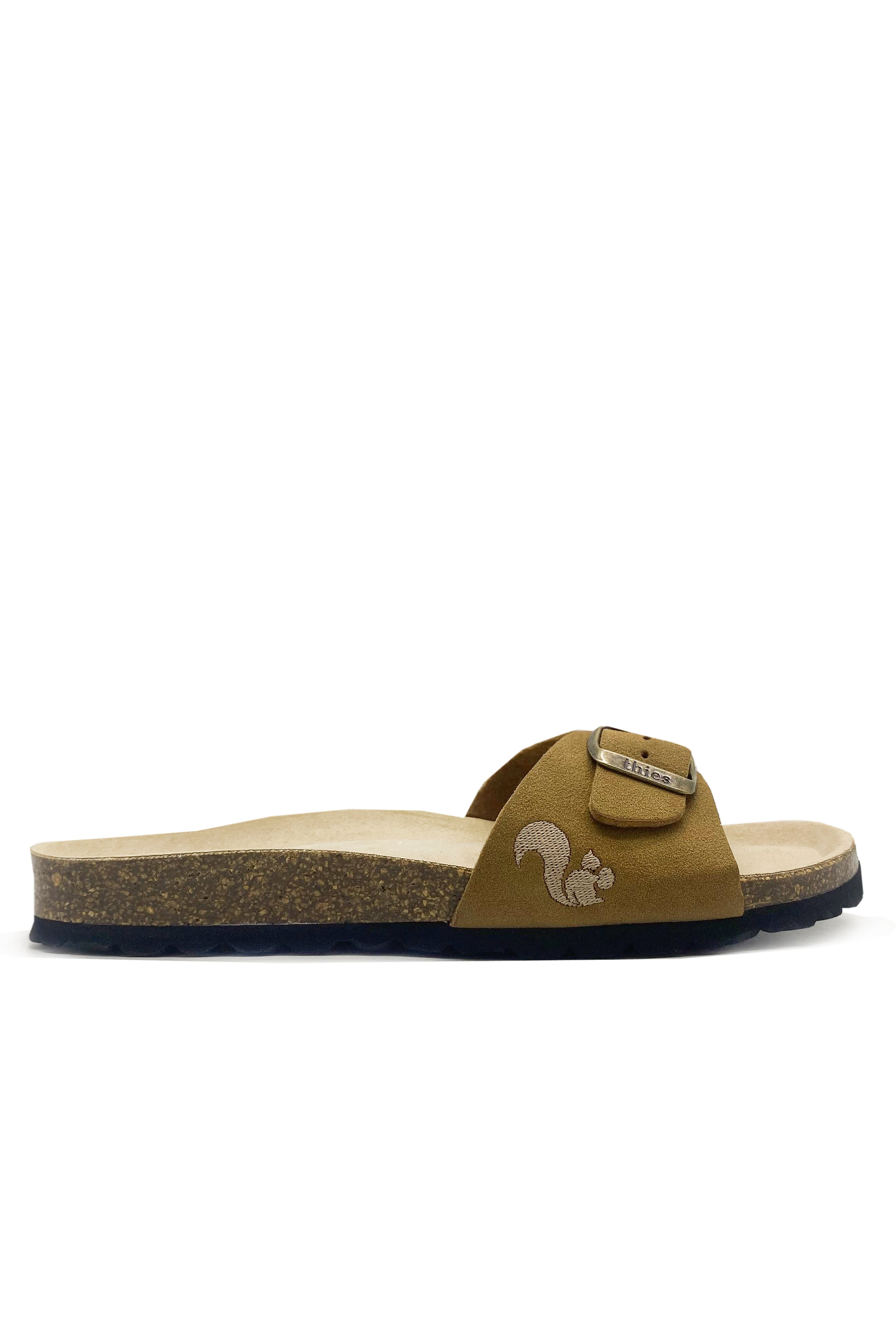 thies womens vegan Sandal One Strap Eco Bio Cognac Brown