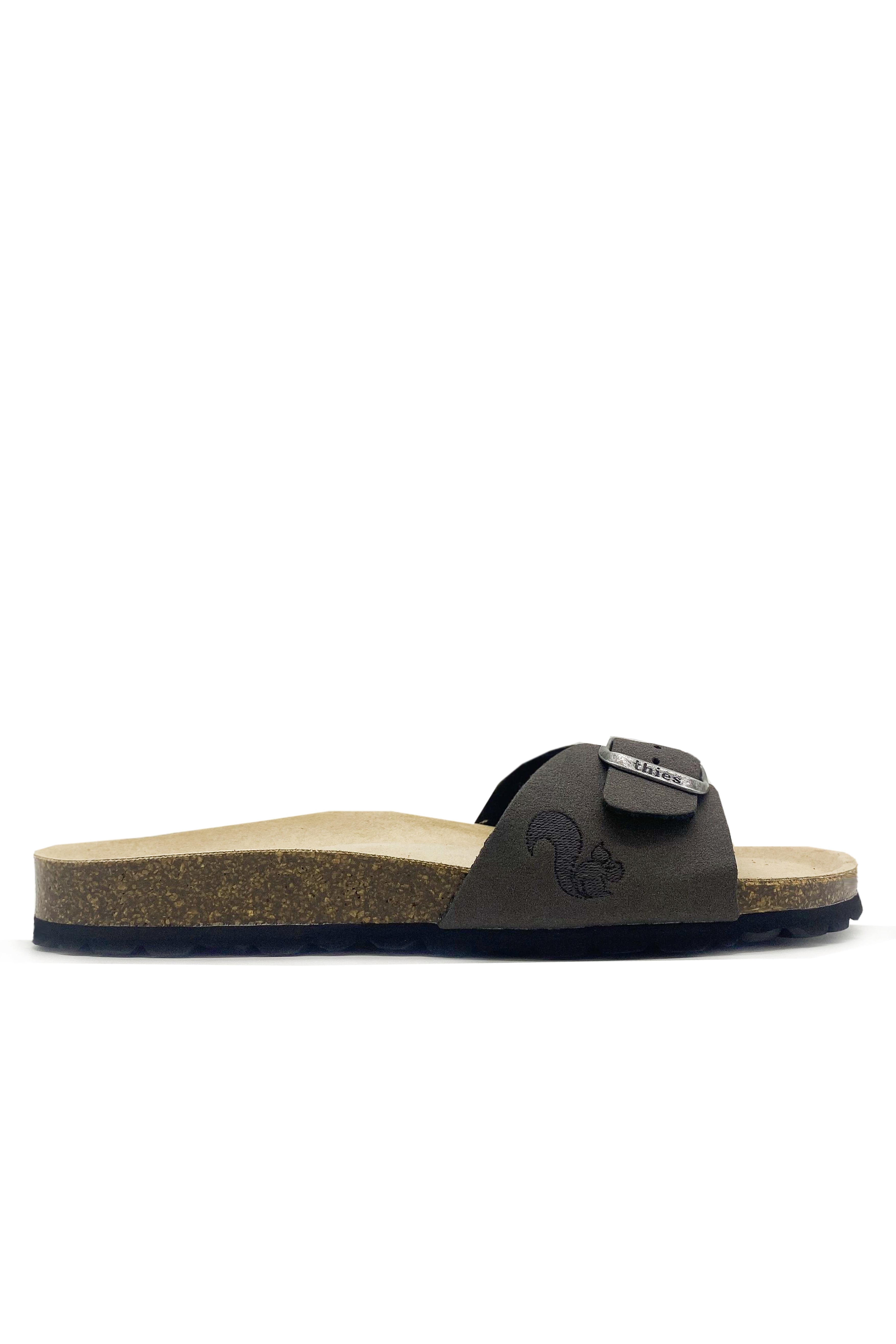 thies womens vegan Sandal One Strap Eco Bio Charcoal Grey