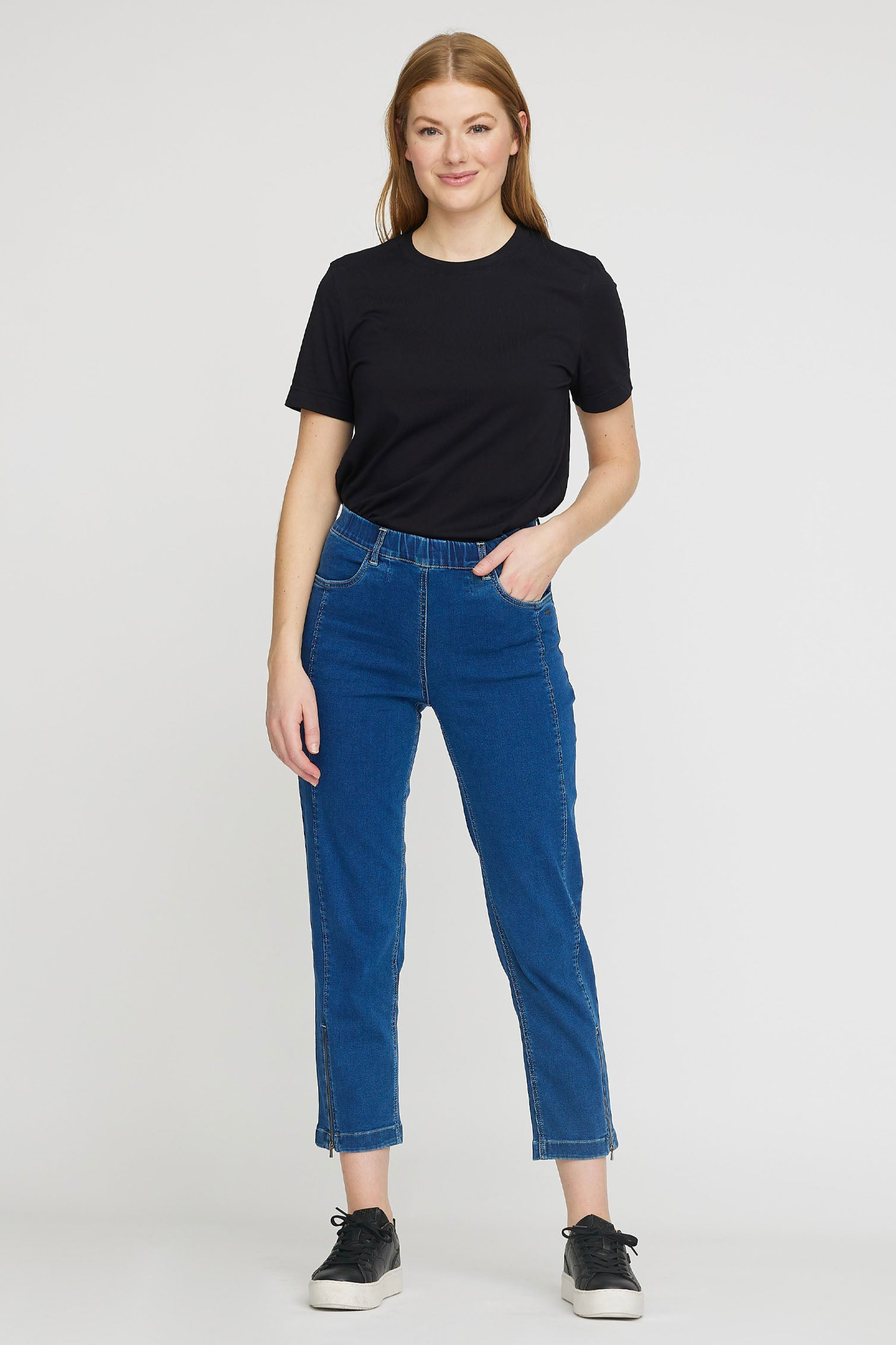 LAURIE Damen vegan Jeans Piper Regular Crop Medium Blue Denim