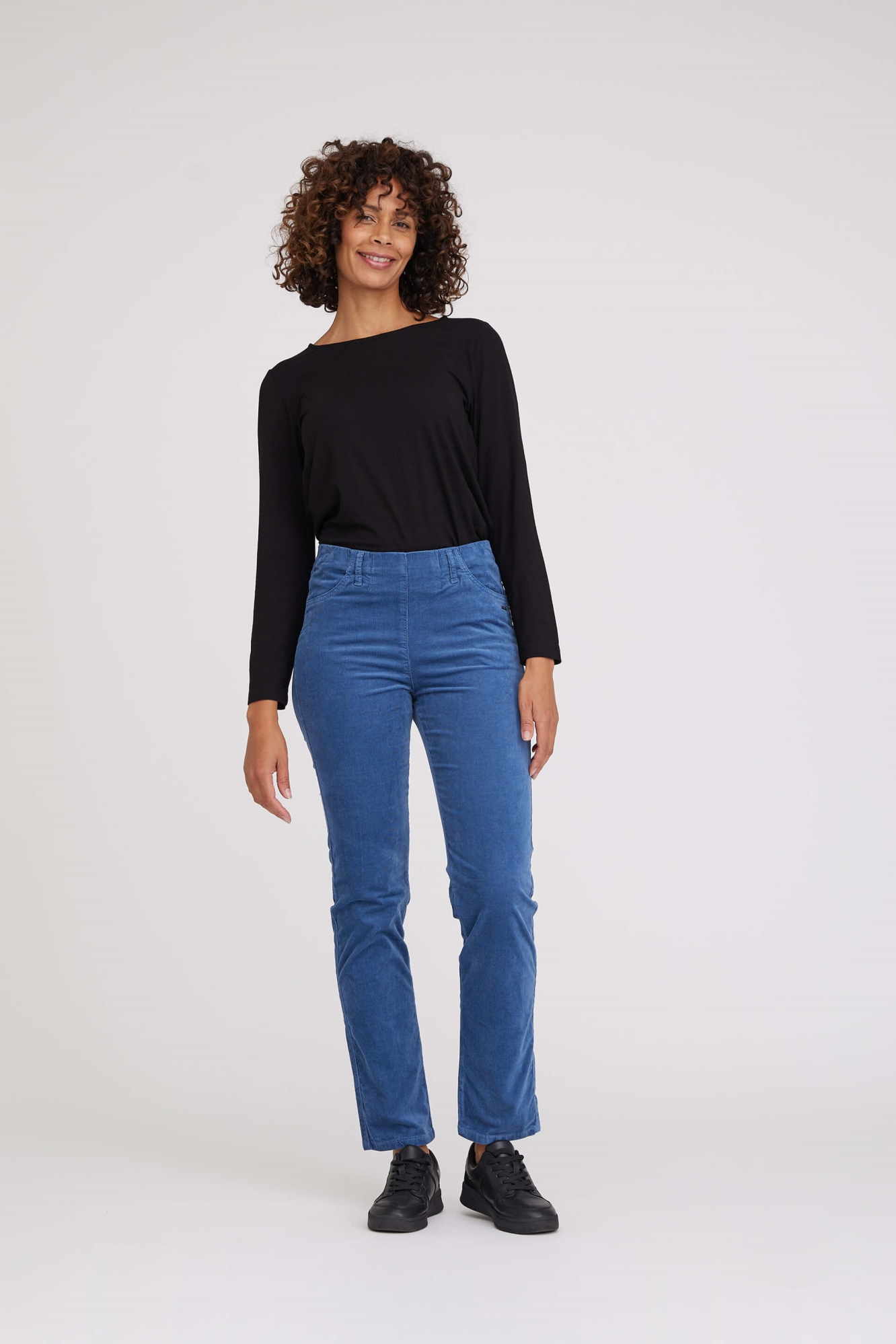 LAURIE Damen vegan Hose Kelly Regular Velvet Ml Nordic Blue