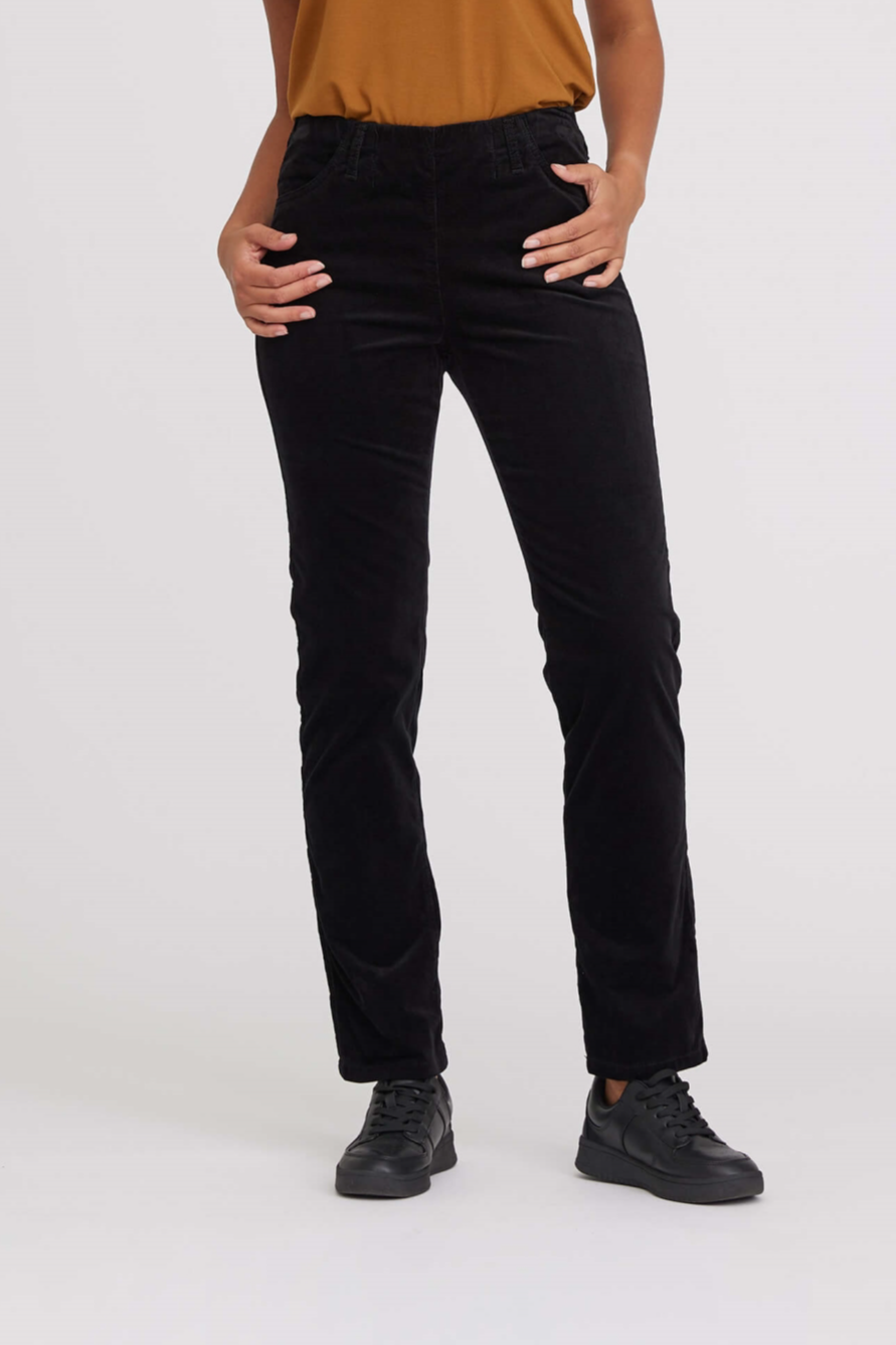 LAURIE Damen vegan Hose Kelly Regular Velvet Ml Schwarz