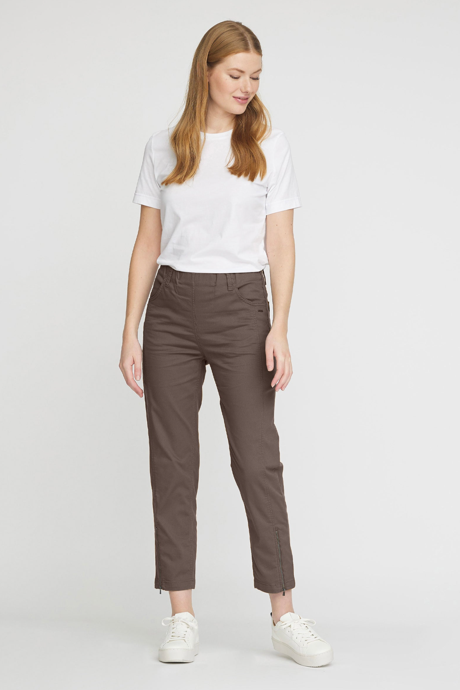 LAURIE Damen vegan Hose Piper Regular Crop Braun