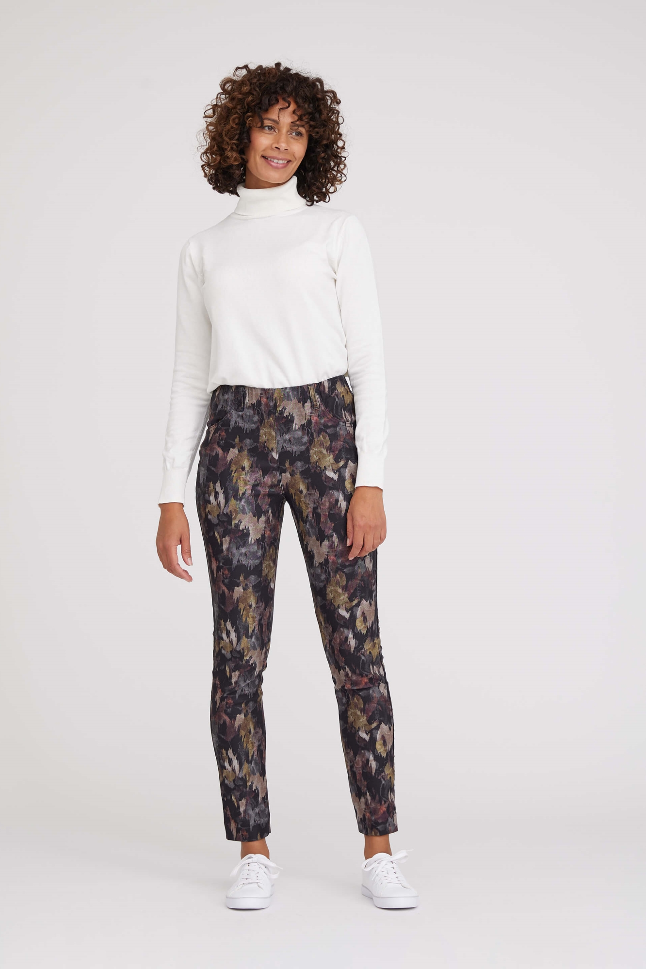 LAURIE Damen vegan Hose Grace Slim Sl Darkest Green Print