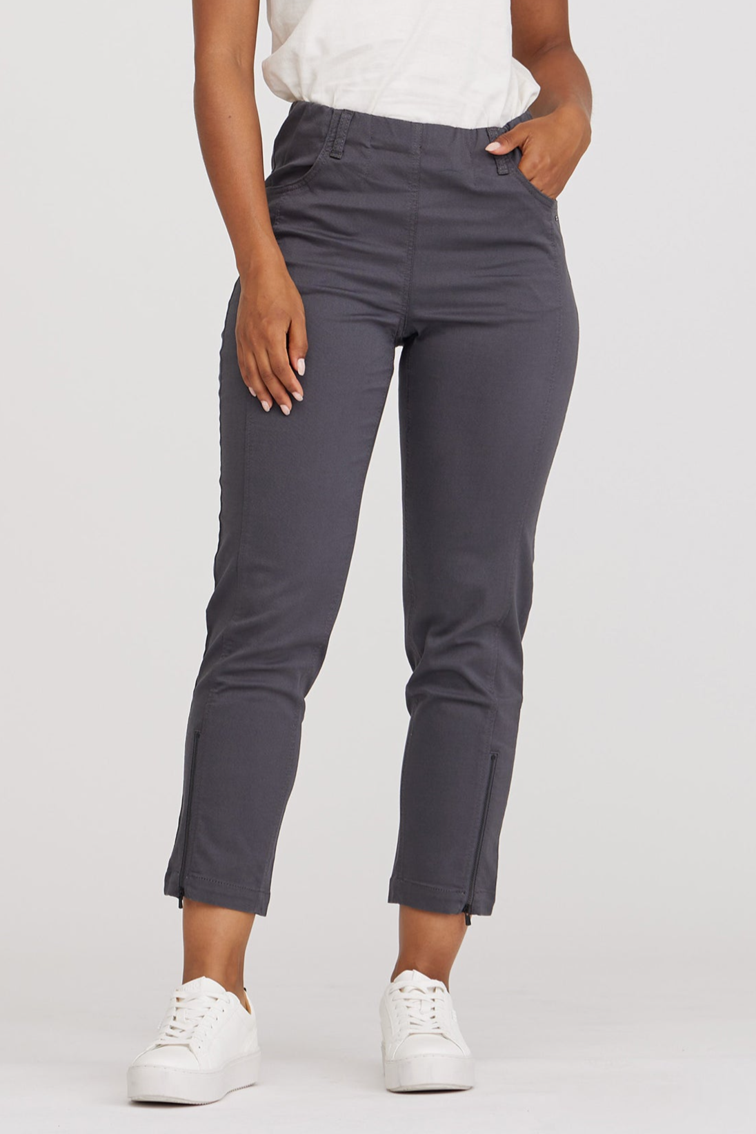 74988 - Damen vegan Hose Piper Regular Crop Anthrazitgrau