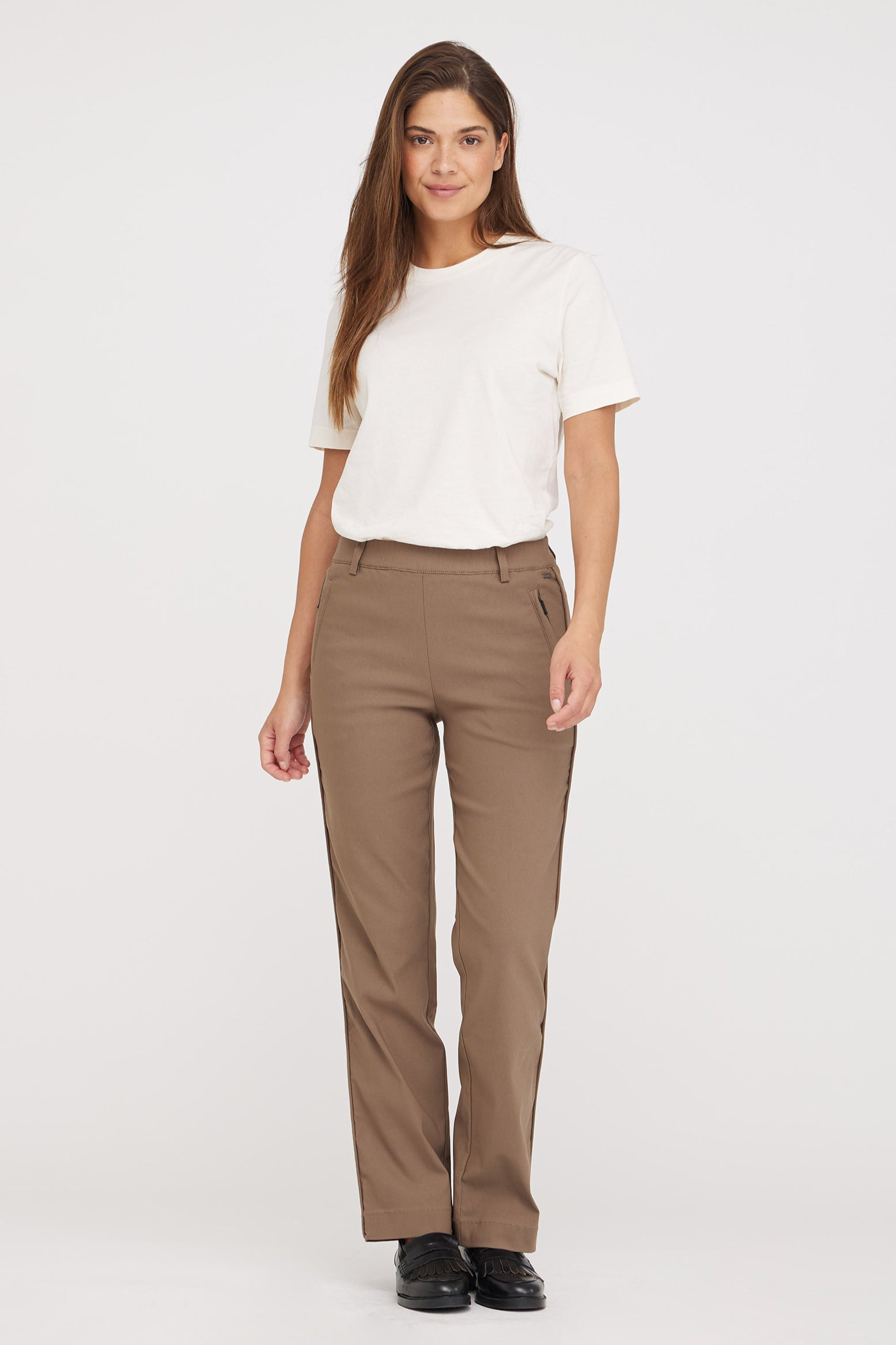 LAURIE Damen vegan Hose Leonora Straight Ml Chocolate Chip Braun