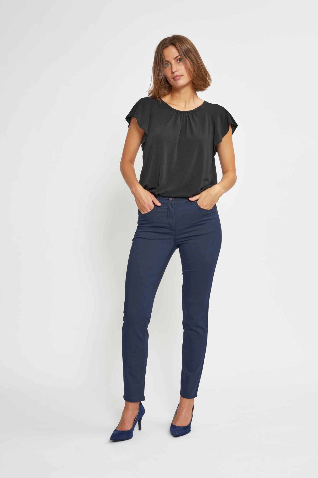 LAURIE Damen vegan Hose Laura Slim Sl Marineblau
