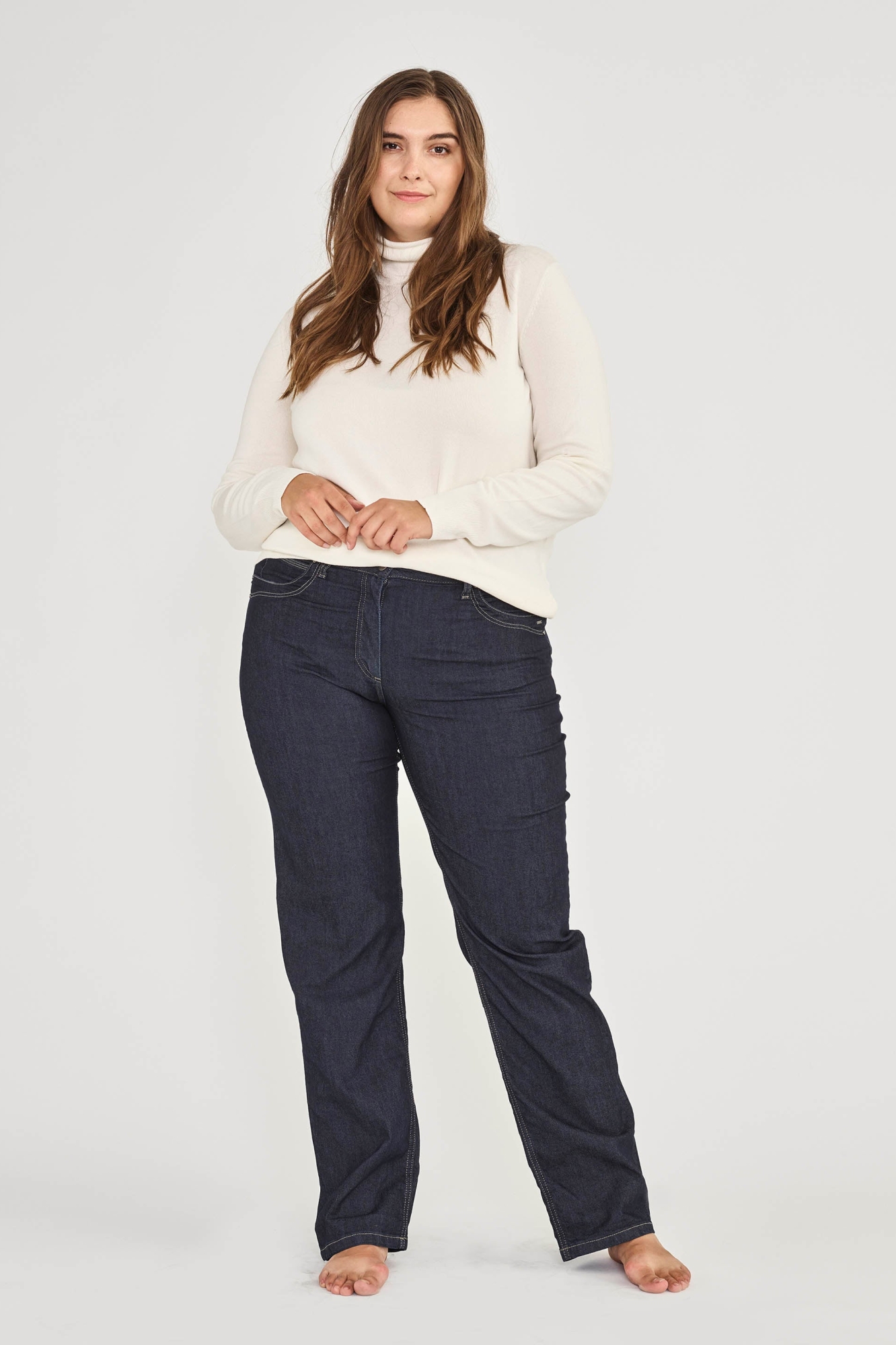 LAURIE Damen vegan Jeans Amelia Straight Ll Dunkelblau Denim