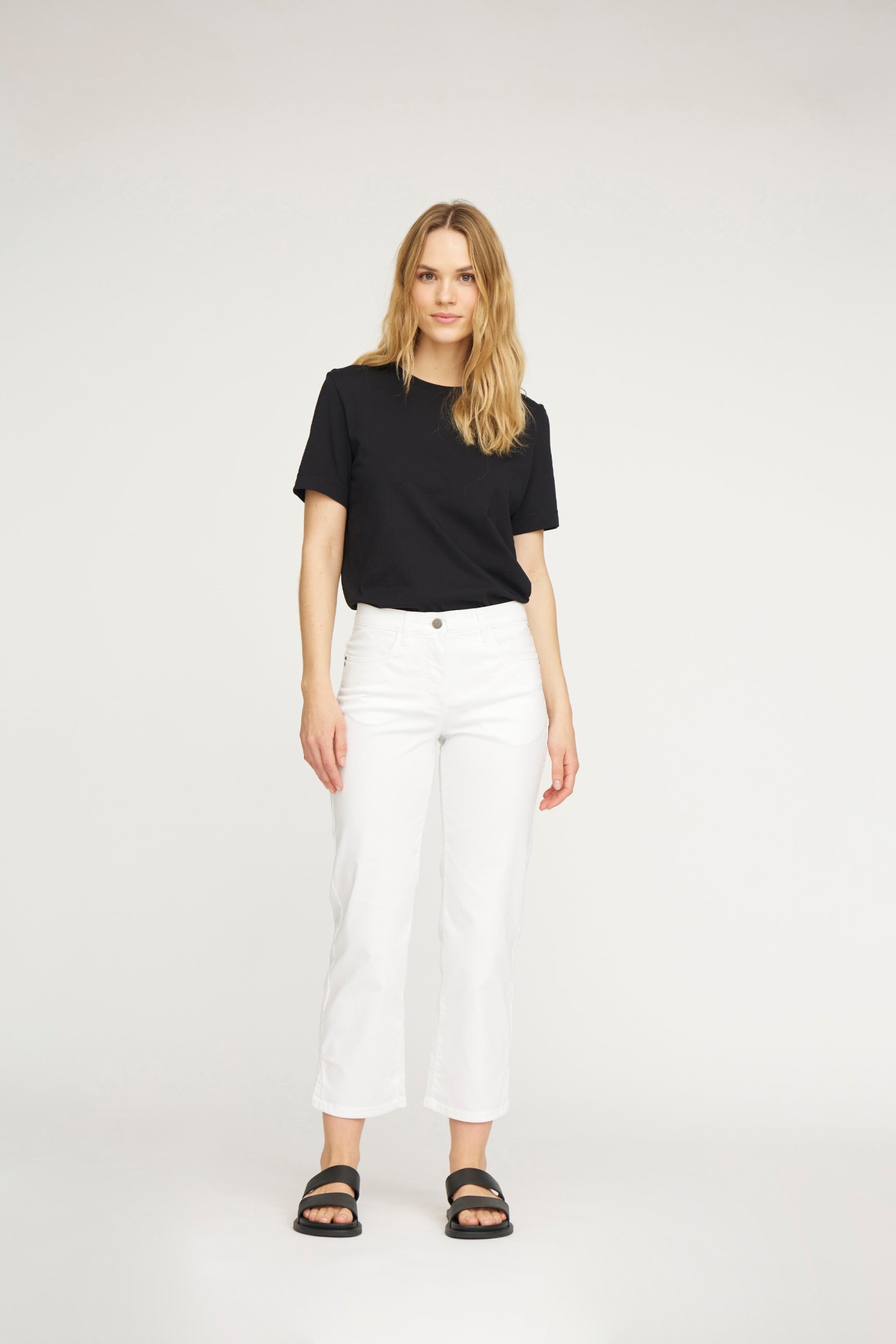LAURIE Damen vegan Hose Amelia Slit Straight Crop WeiÃŸ