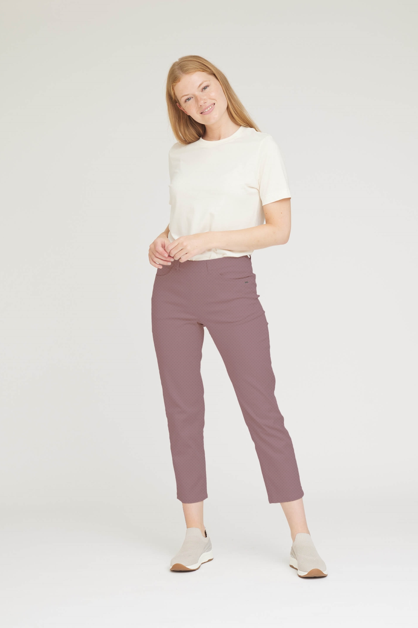 LAURIE Damen vegan Hose Kelly Crop Faded Grape Print