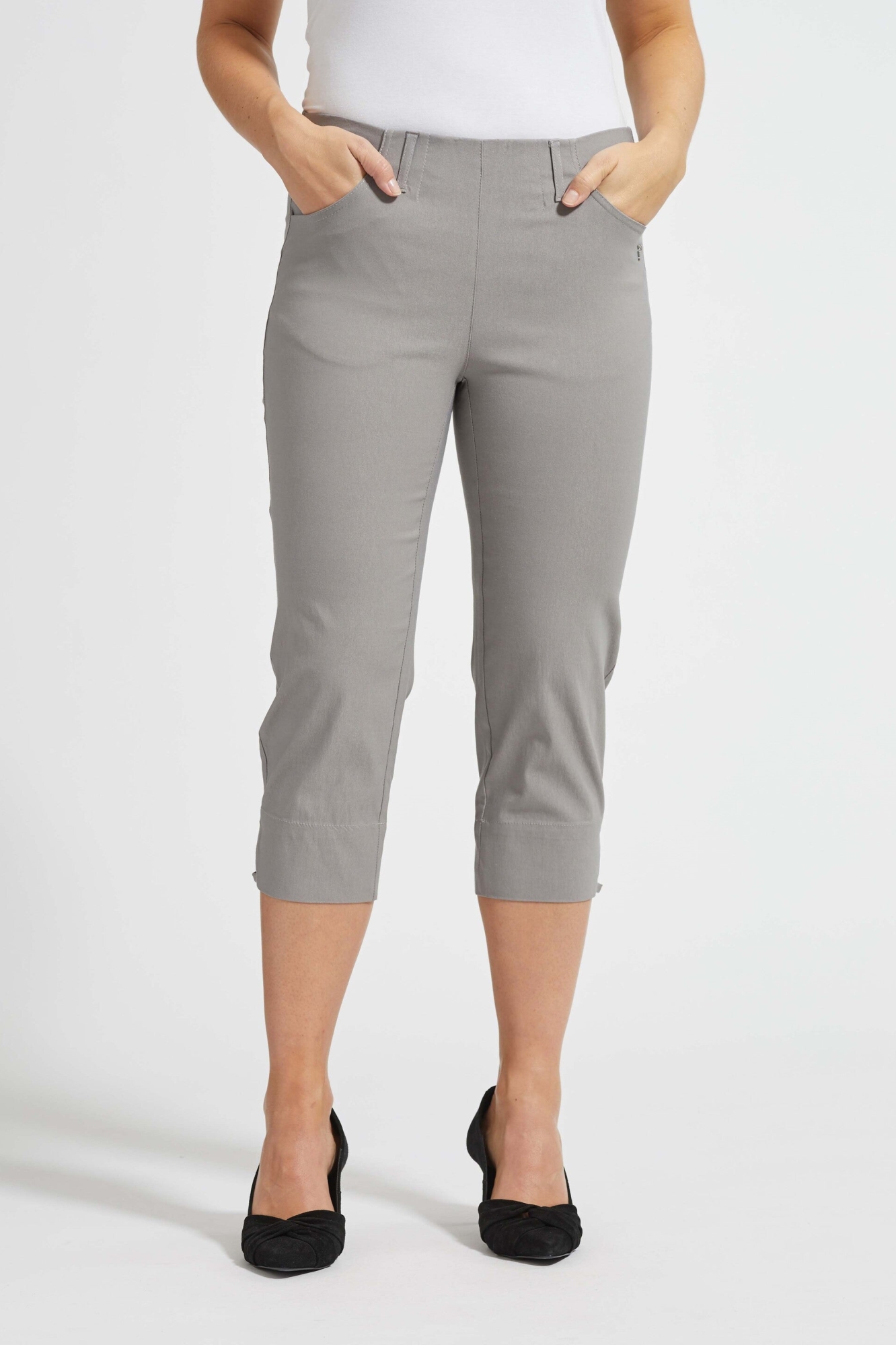 LAURIE Damen vegan Hose Anabelle Regular Capri Ml Cloud Grau