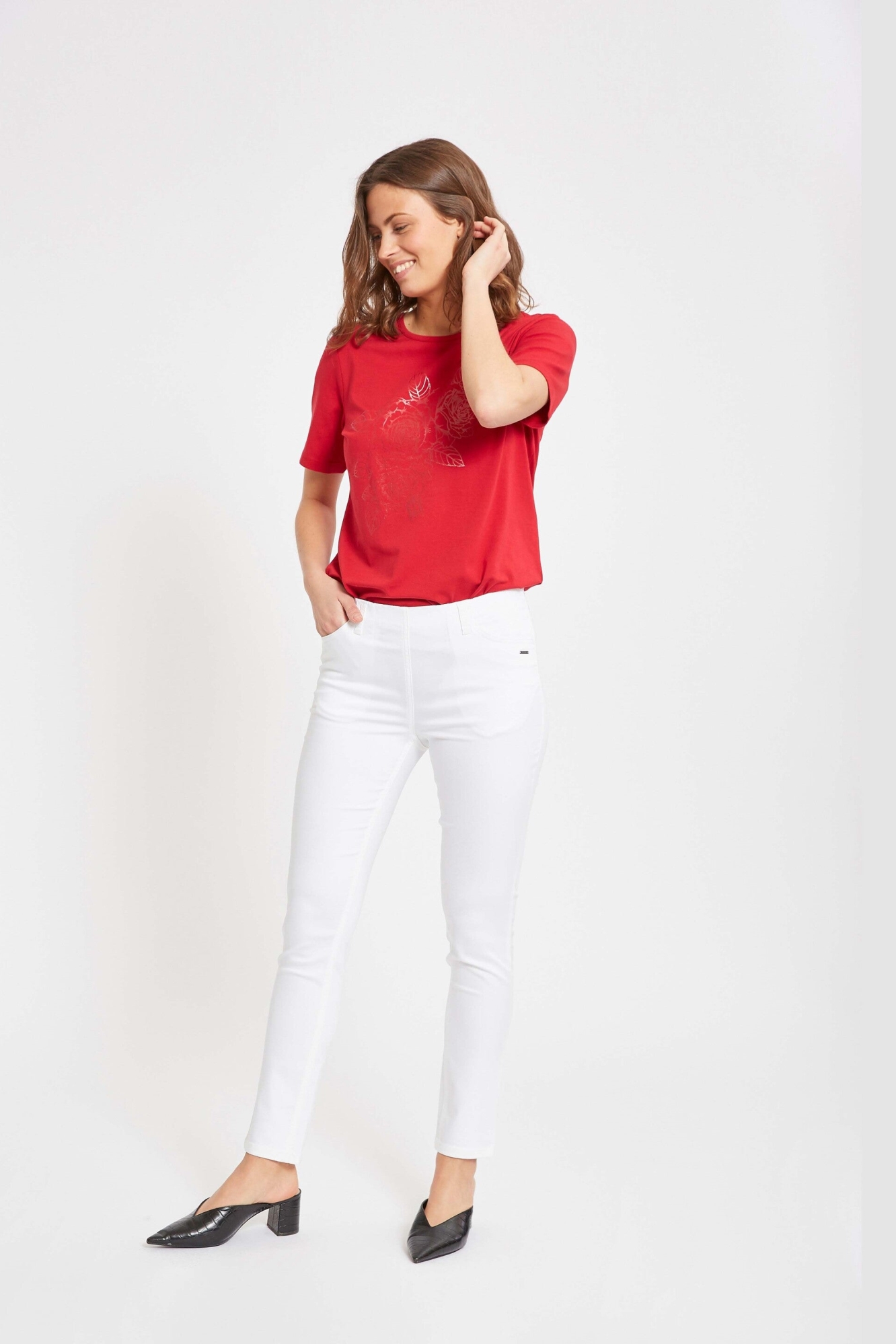 LAURIE Damen vegan Hose Grace Slim Sl WeiÃŸ