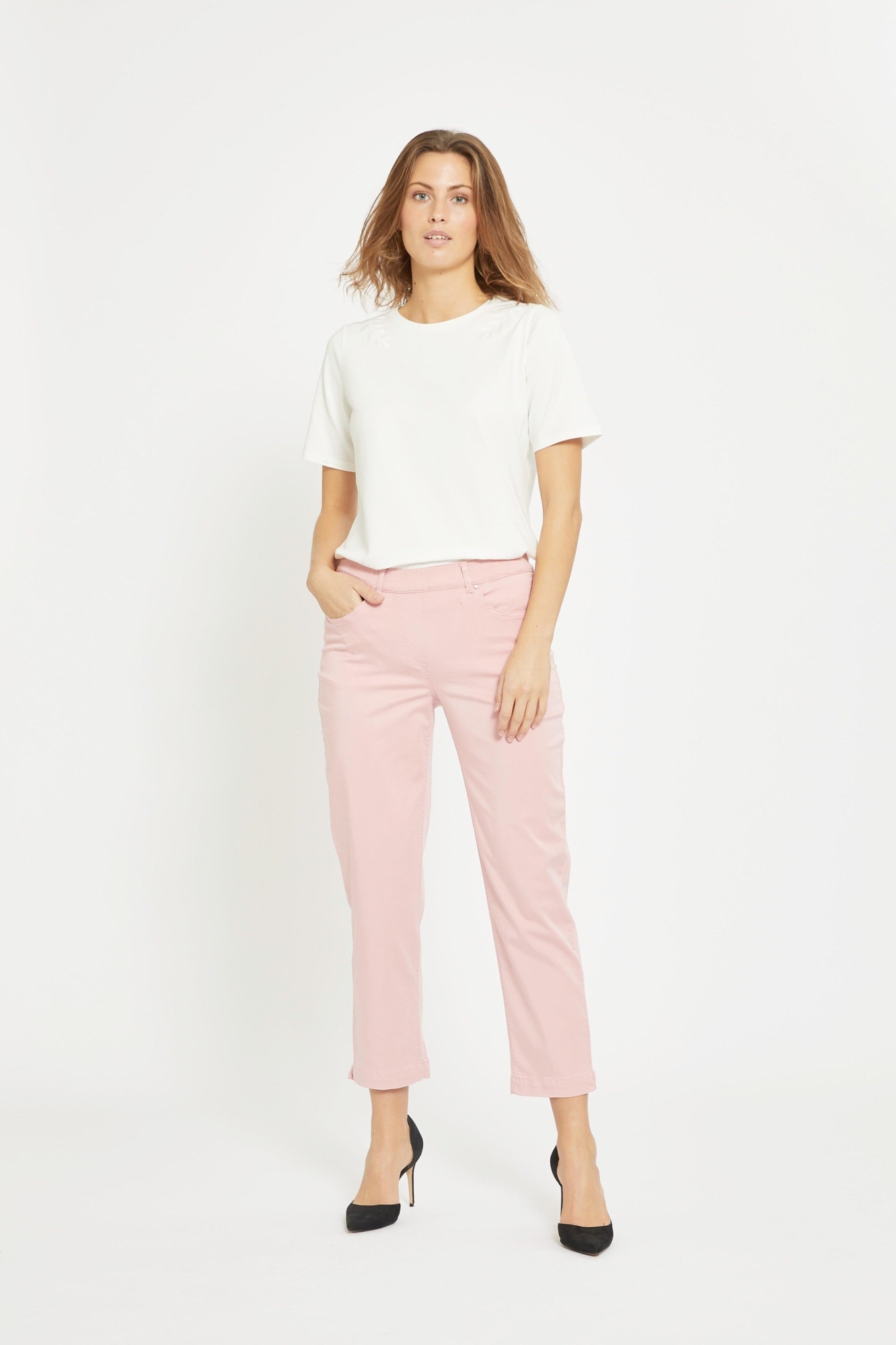 LAURIE Damen vegan Hose Hannah Regular Crop Blush Rosa