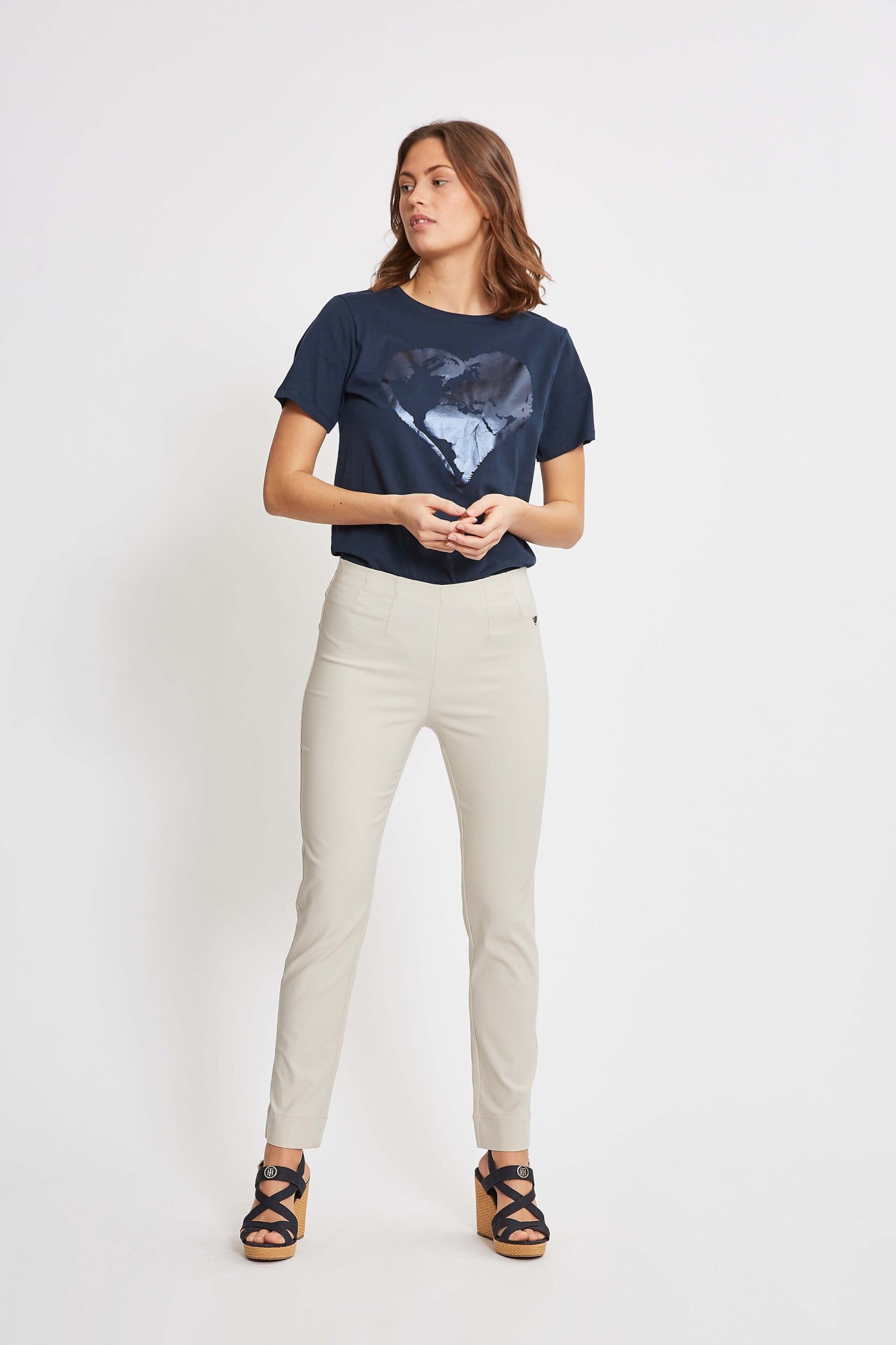 LAURIE Damen vegan Hose Vicky Slim Sl Grau Sand