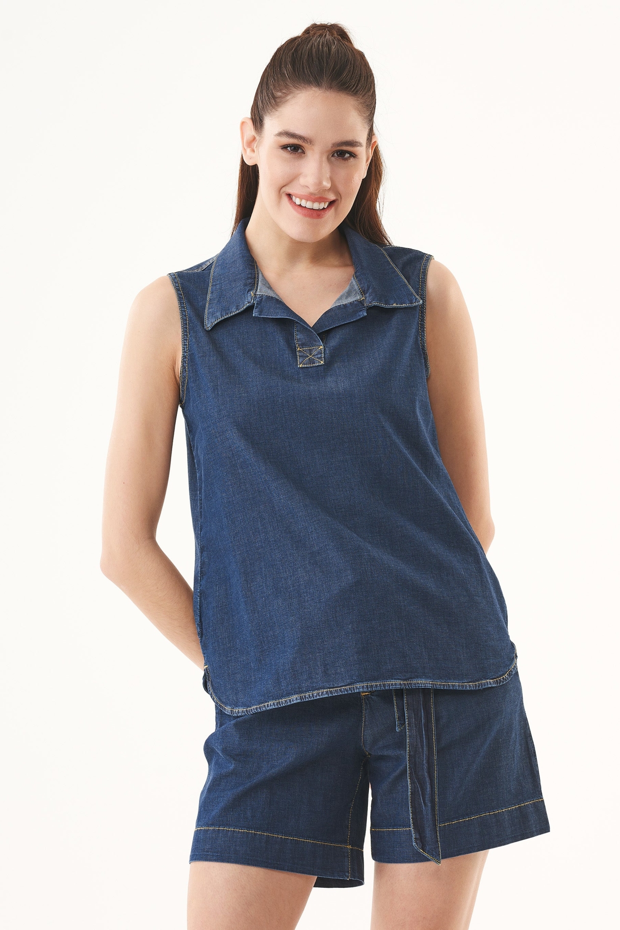 ORGANICATION Damen vegan Jeansblusentop Aus Bio-Baumwolle