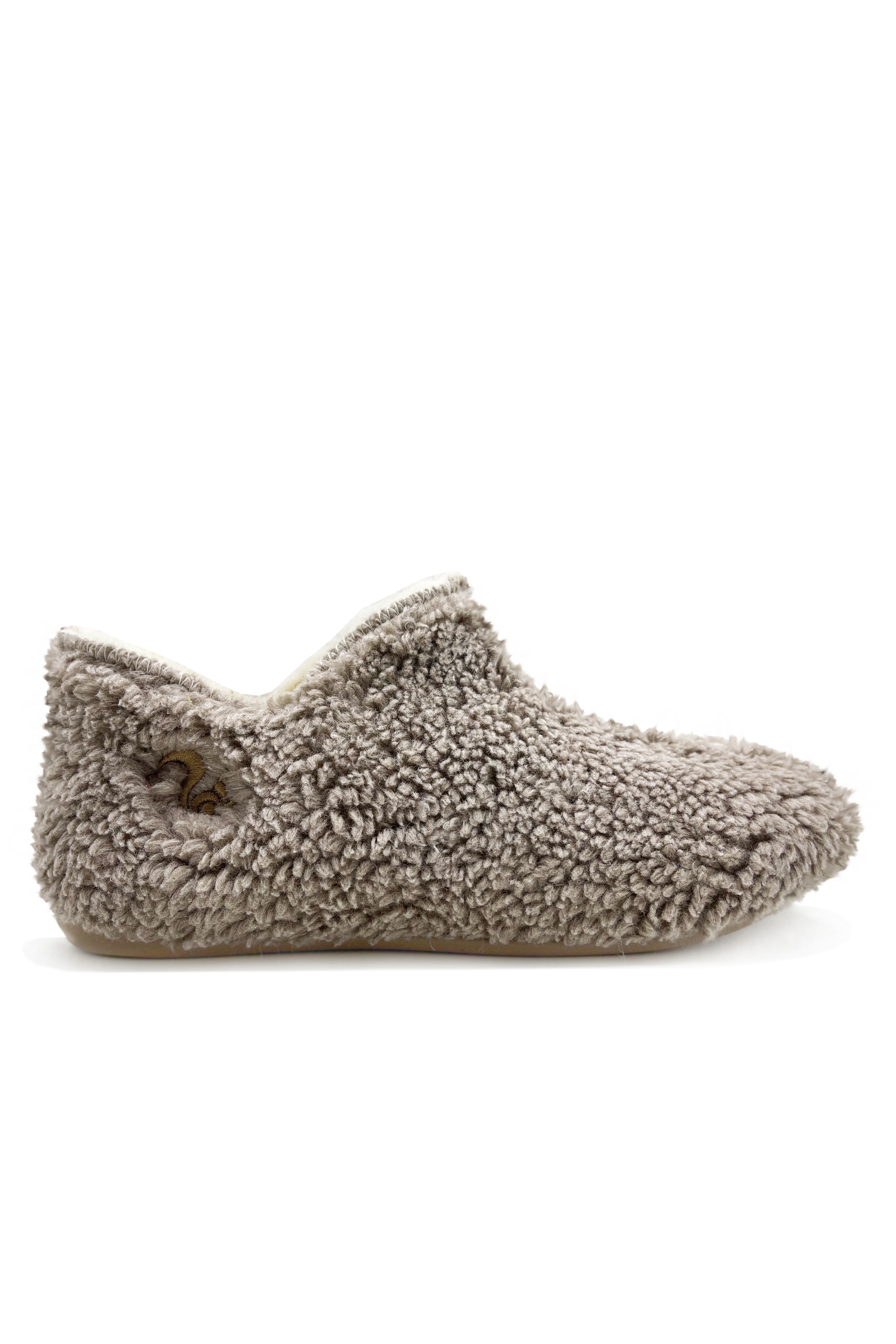 76098 - Damen vegan Slipper Stiefel Biologisch Teddy Taupe