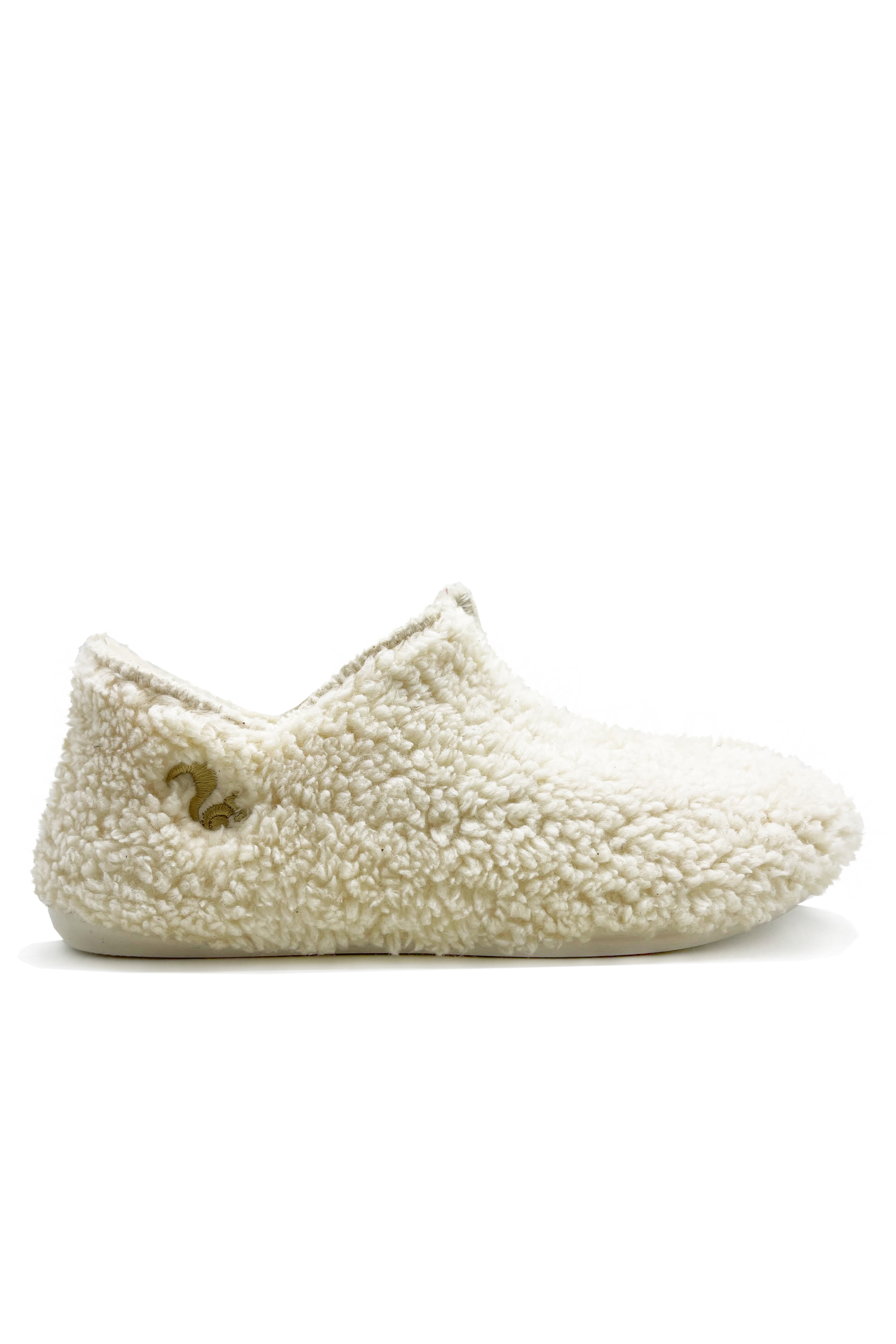 Image of thies dames vegan Pantoffel Laarzen Biologisch Teddy Gebroken Wit