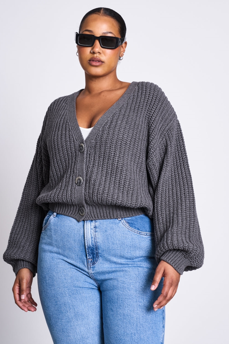 JAN N JUNE JAN 'N JUNE Damen vegan Strickjacke Lena Dunkelgrau