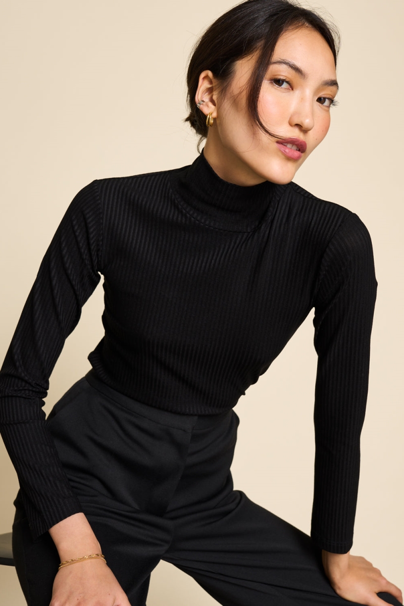 JAN N JUNE JAN 'N JUNE Damen vegan Rollkragenpullover Mio Rib Schwarz