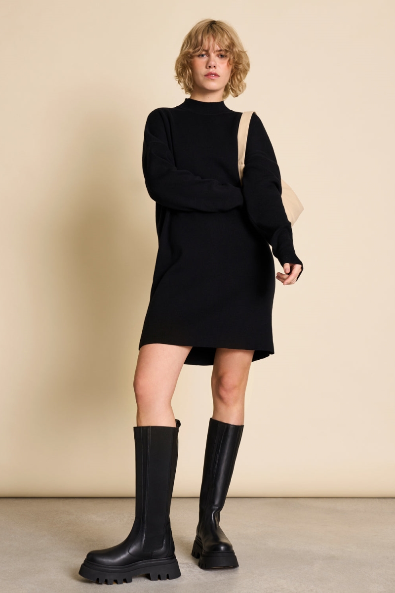 JAN N JUNE JAN 'N JUNE Damen vegan Strickkleid Nuna Schwarz