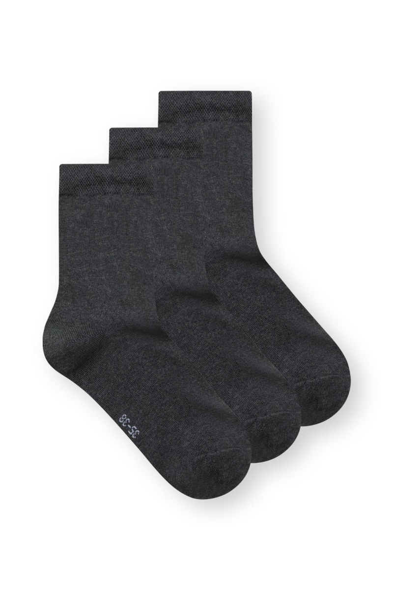 ThokkThokk womens vegan Mid Socks 3 Pack Anthracite Melange Grey