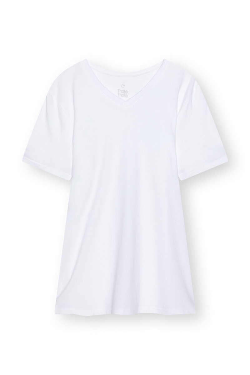 ThokkThokk womens vegan 3 Pack T-Shirt Slim V-Neck White