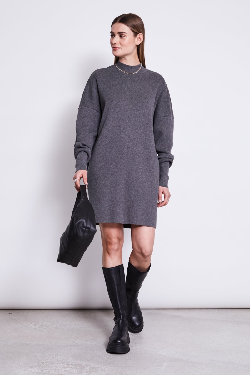 JAN N JUNE JAN 'N JUNE Damen vegan Strickkleid Nuna Dunkelgrau