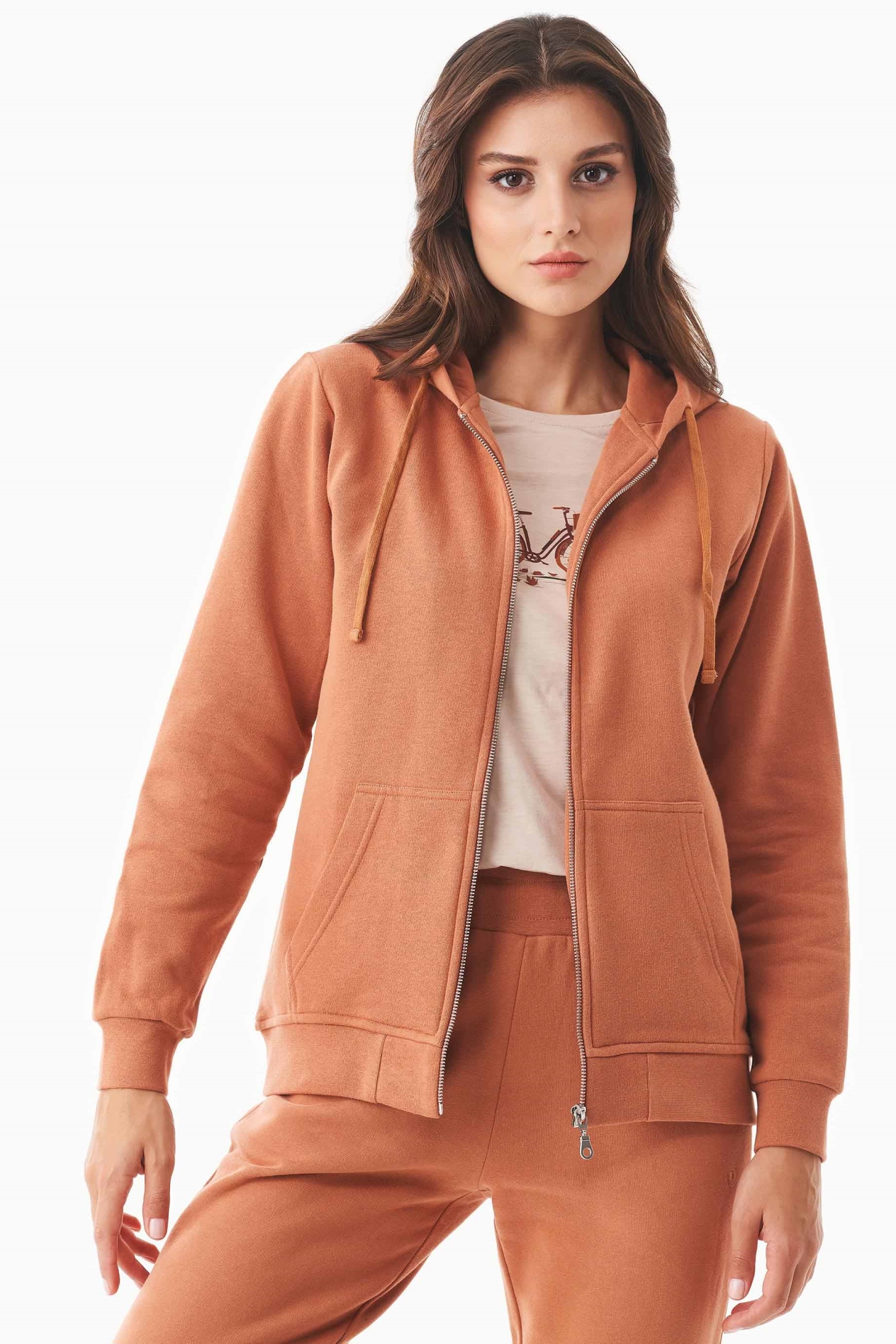 ORGANICATION Damen vegan Sweatjacke Soft Touch Kupfer