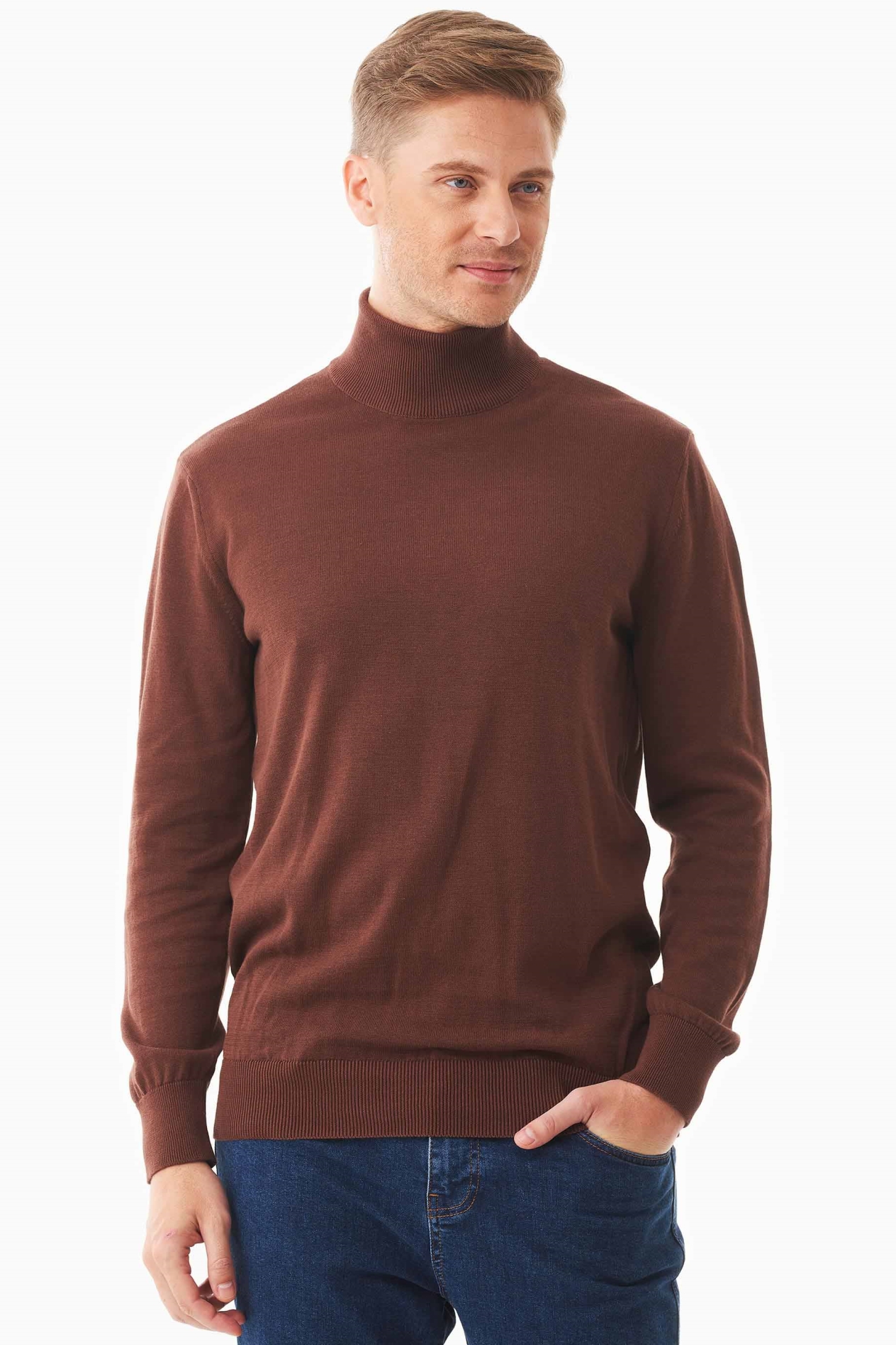 ORGANICATION Herren vegan Rollkragenpullover Biologisch Baumwolle Braun