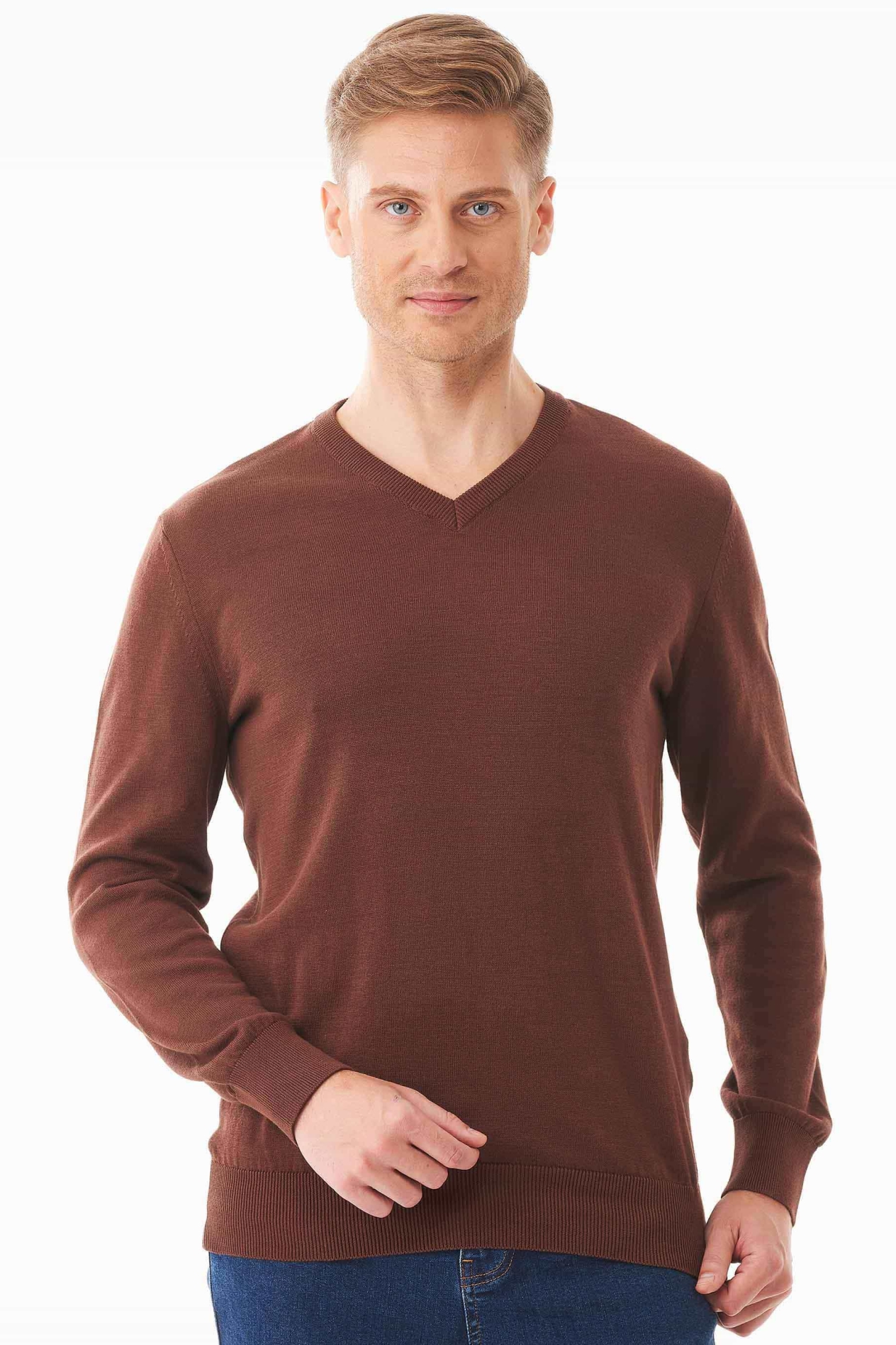 ORGANICATION Herren vegan Pullover Aus Bio-Baumwolle Mit V-Ausschnitt