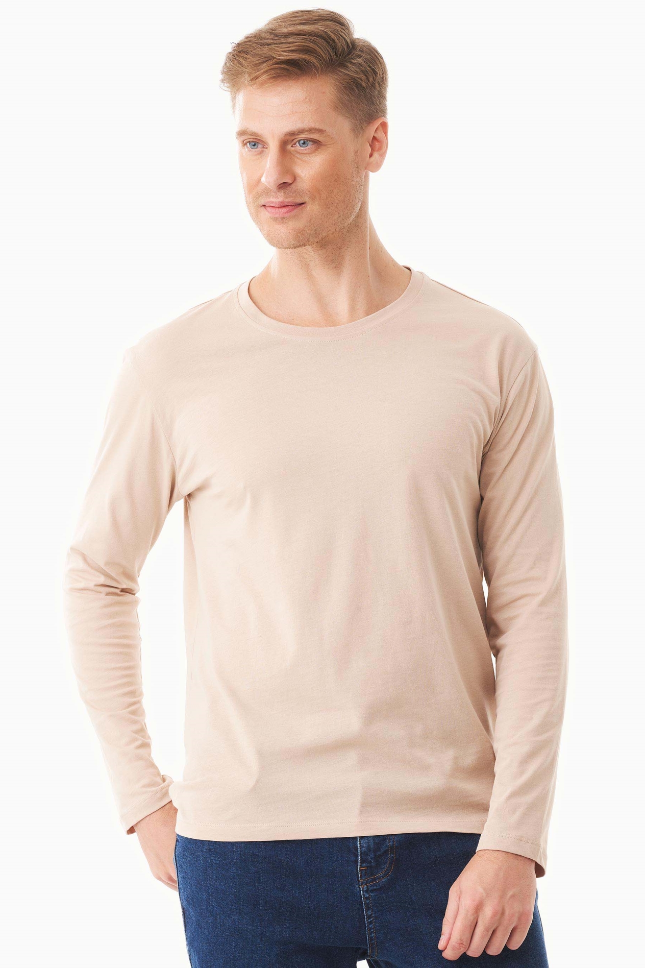 ORGANICATION men vegan Long Sleeve Shirt Organic Cotton Beige