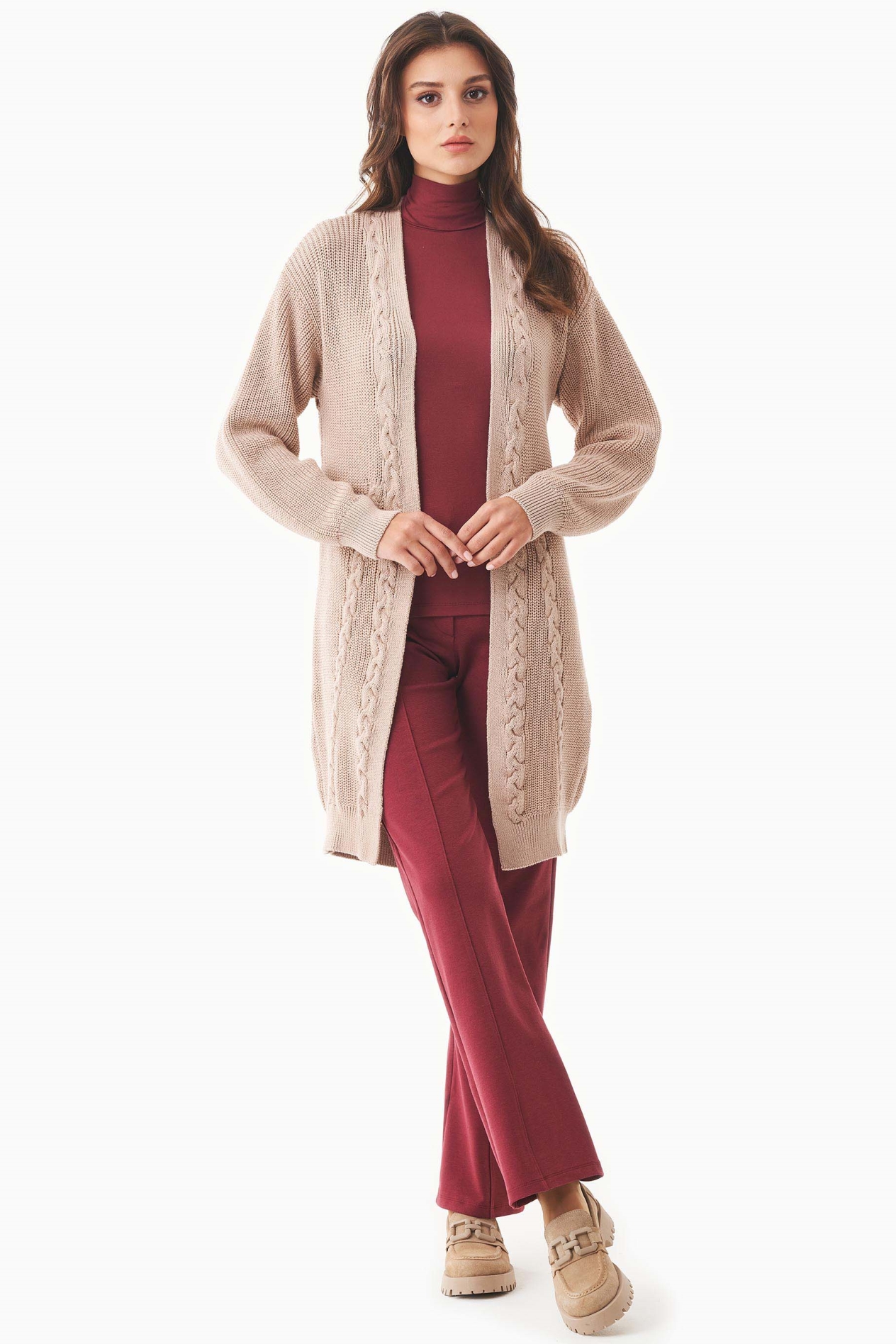 ORGANICATION Damen vegan Cardigan Langer Cardigan Beige
