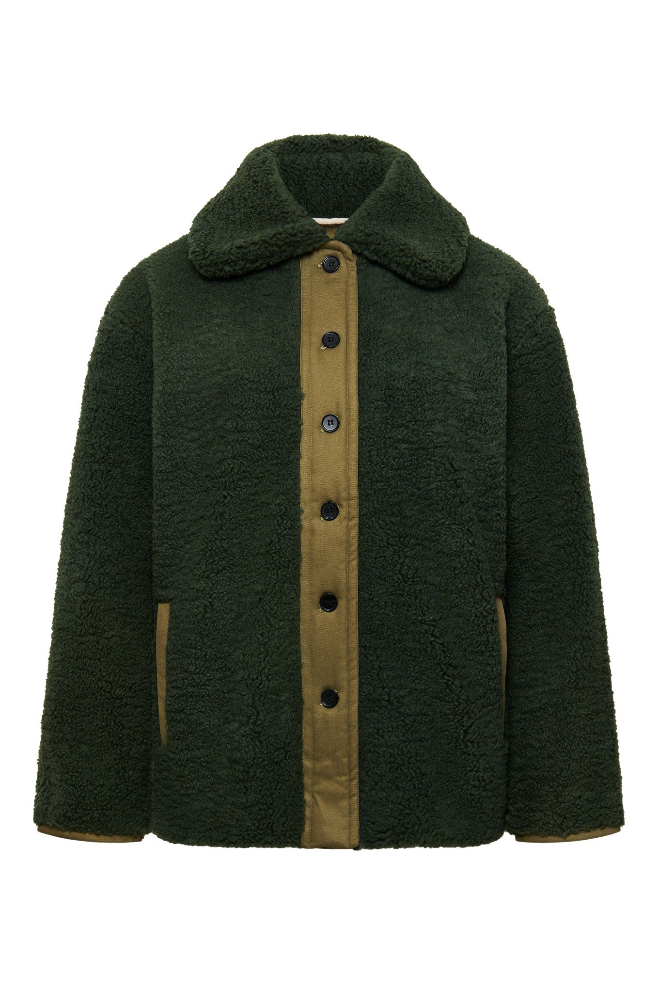 KOMODO Damen vegan Mantel Lexi Recycled Pet Fleece Ivy Green