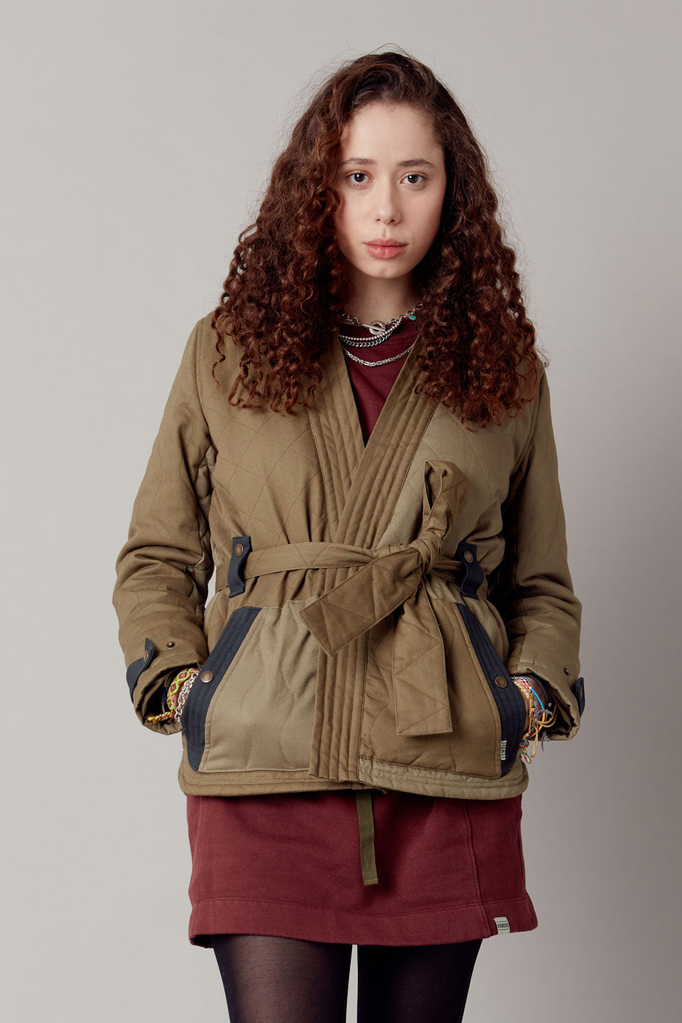 KOMODO Damen vegan Jacke Zuri Biologisch Baumwolle Patchwork Grün