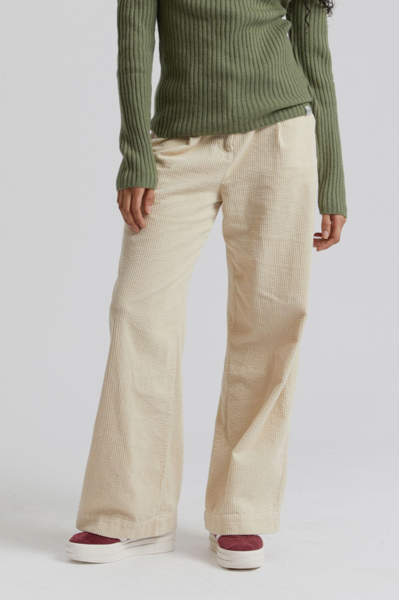 Image of KOMODO dames vegan Corduroy Broek Tijger Biologisch Katoen Jumbo Winterwit