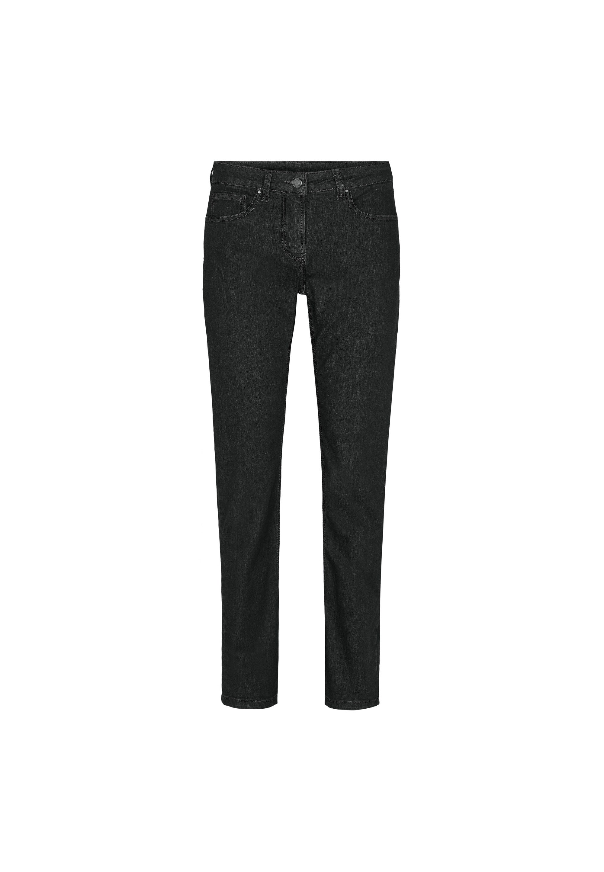 LAURIE Damen vegan Jeans Laura Slim Medium Length Ecolabel Washed Black Denim